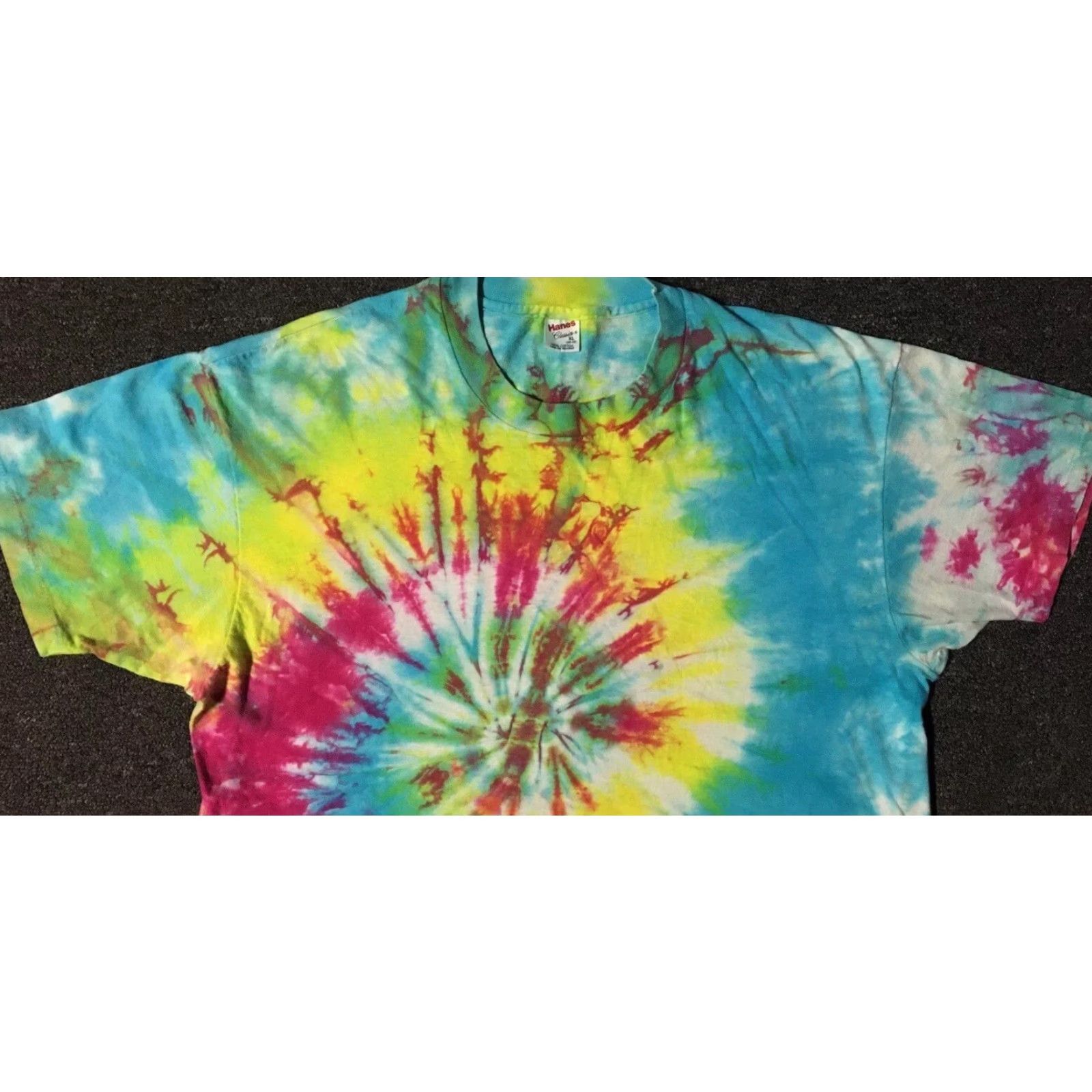 Hanes VINTAGE Hanes Faded Tie Dye Shirt XL USA Hippie Grunge 90s All Over Print T-Shirt Men Hipster Graphic Tee Size US XL / EU 56 / 4 - 5 Thumbnail