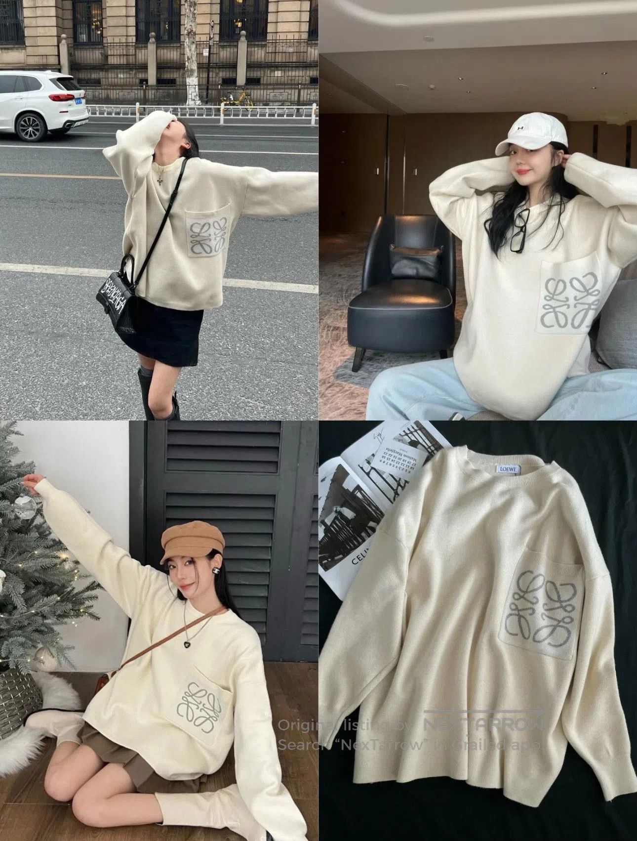 Loewe Loewe SS23 Off-White Intarsia Logo Knit Sweatshirt| Size M / US 6-8 / IT 42-44 - 9 Thumbnail