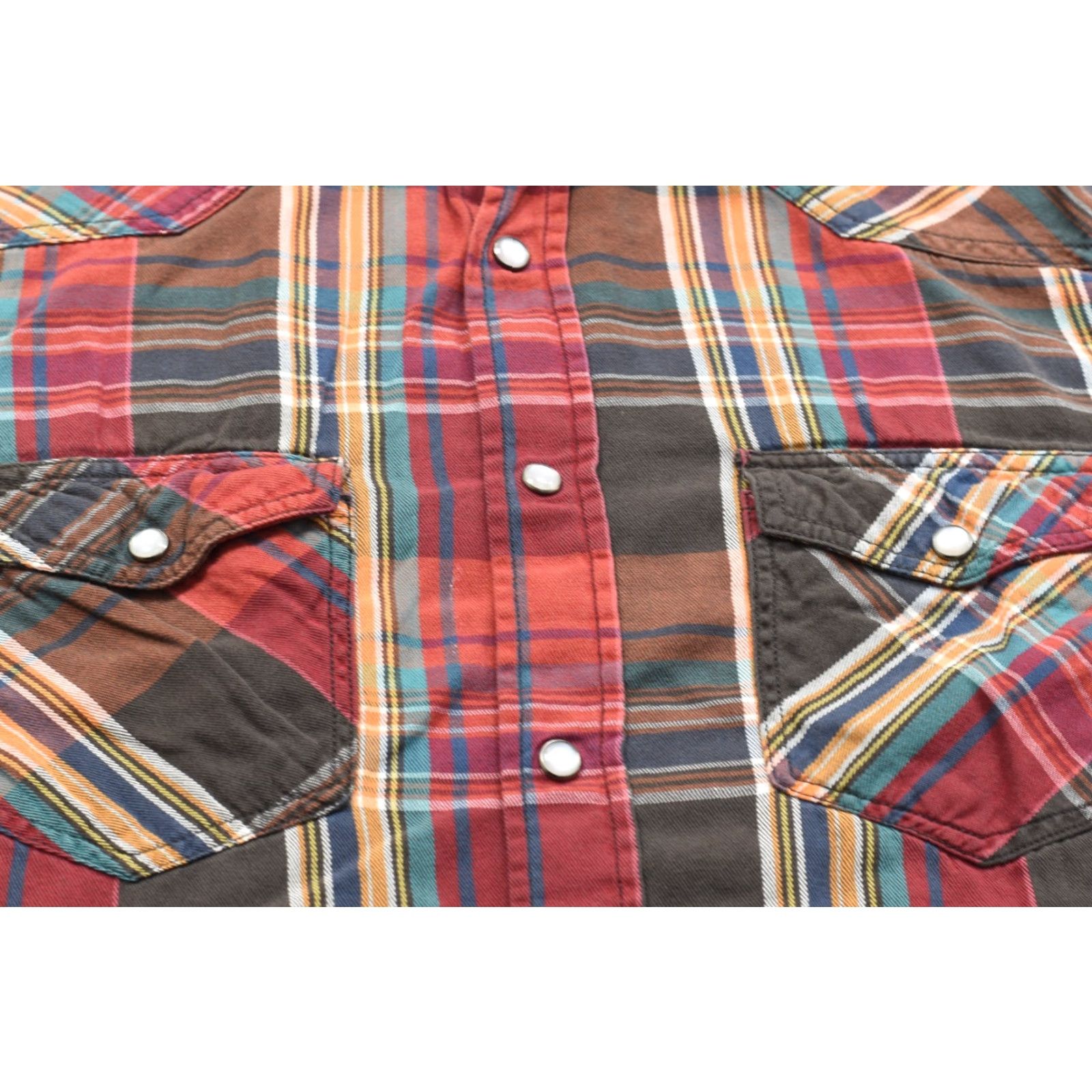 Vintage Heritage 1981 Mens Shirt Plaid Western Snap Button Long Sleeve Collared Cotton Red Brown M Size US M / EU 48-50 / 2 - 6 Thumbnail