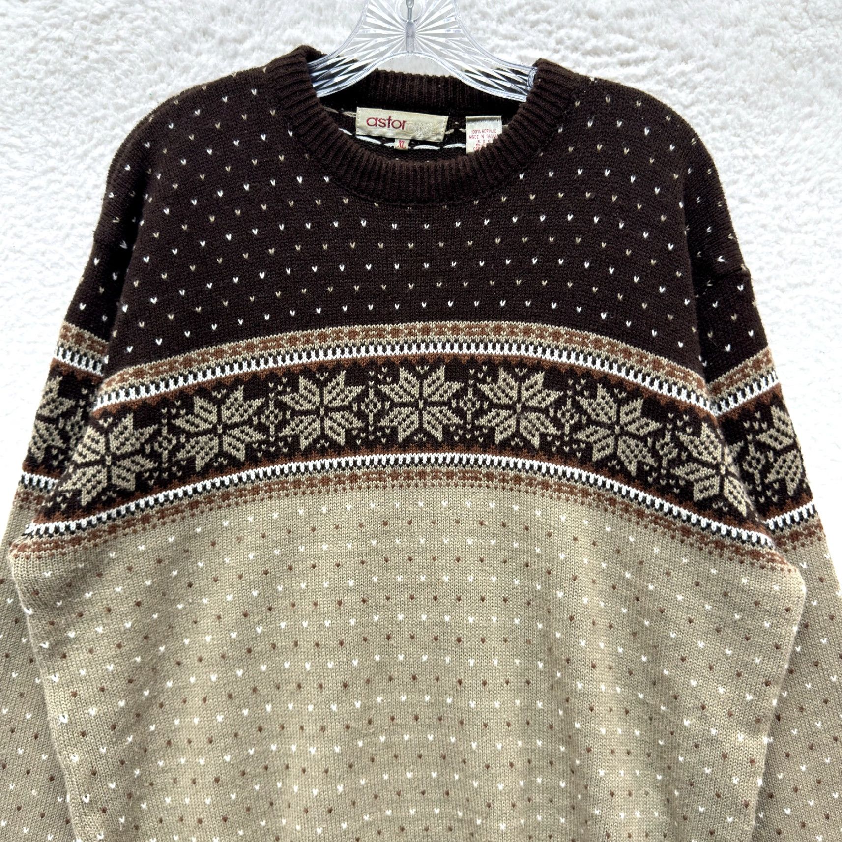 Vintage VINTAGE Astor One Sweater XL Mens Brown Winter Knit Fair Isle Icelandic Nordic Geometric Mens, XL, Brown, Geometric, 1990s Size US XL / EU 56 / 4 - 3 Thumbnail
