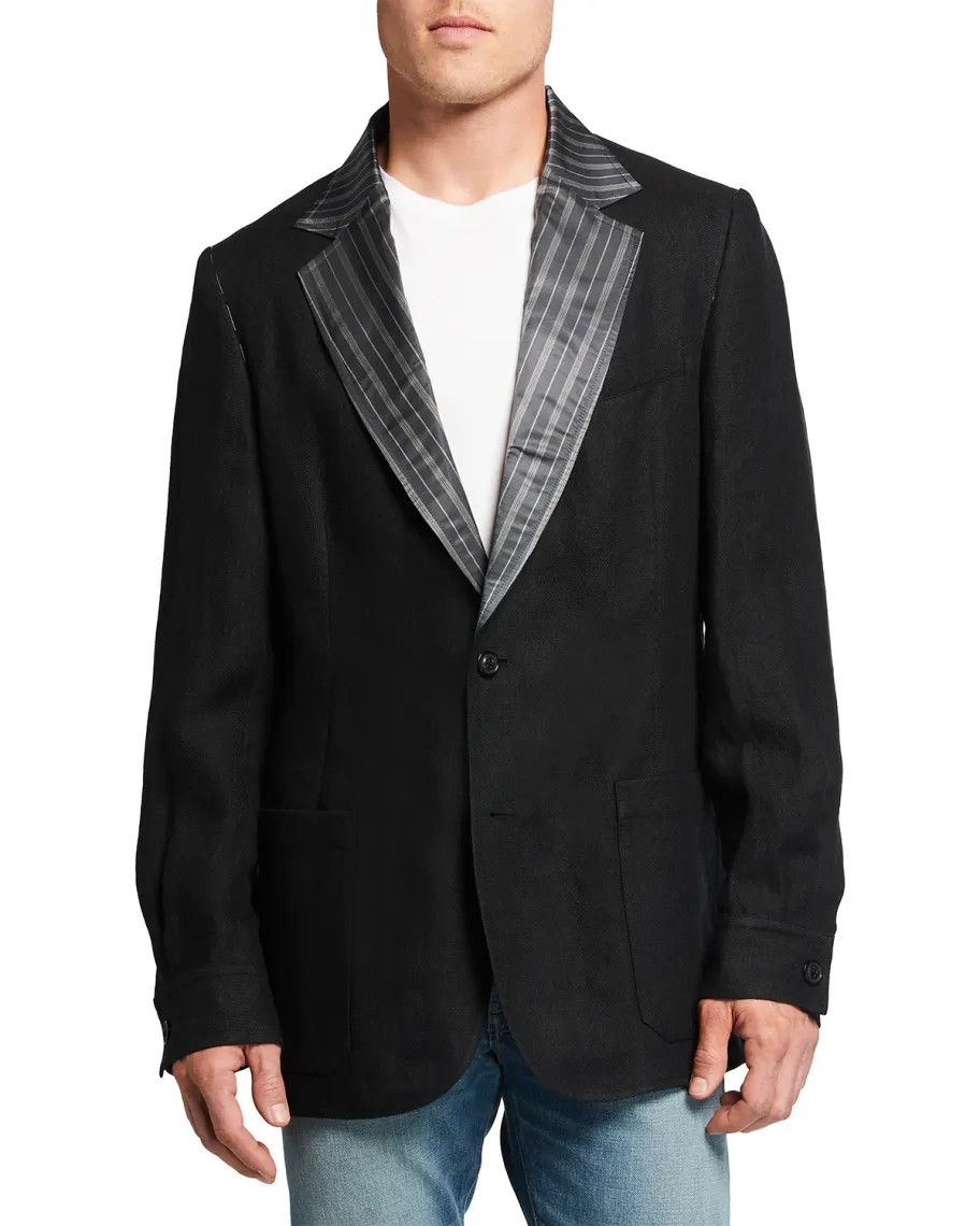 o1y1124 Linen Striped-Lapel Blazer in Multicolor
