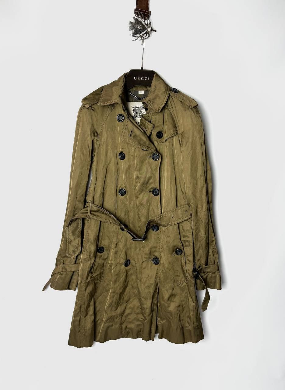 image of Burberry Shine Trench Coat in Dark Green, Women's (Size XS)