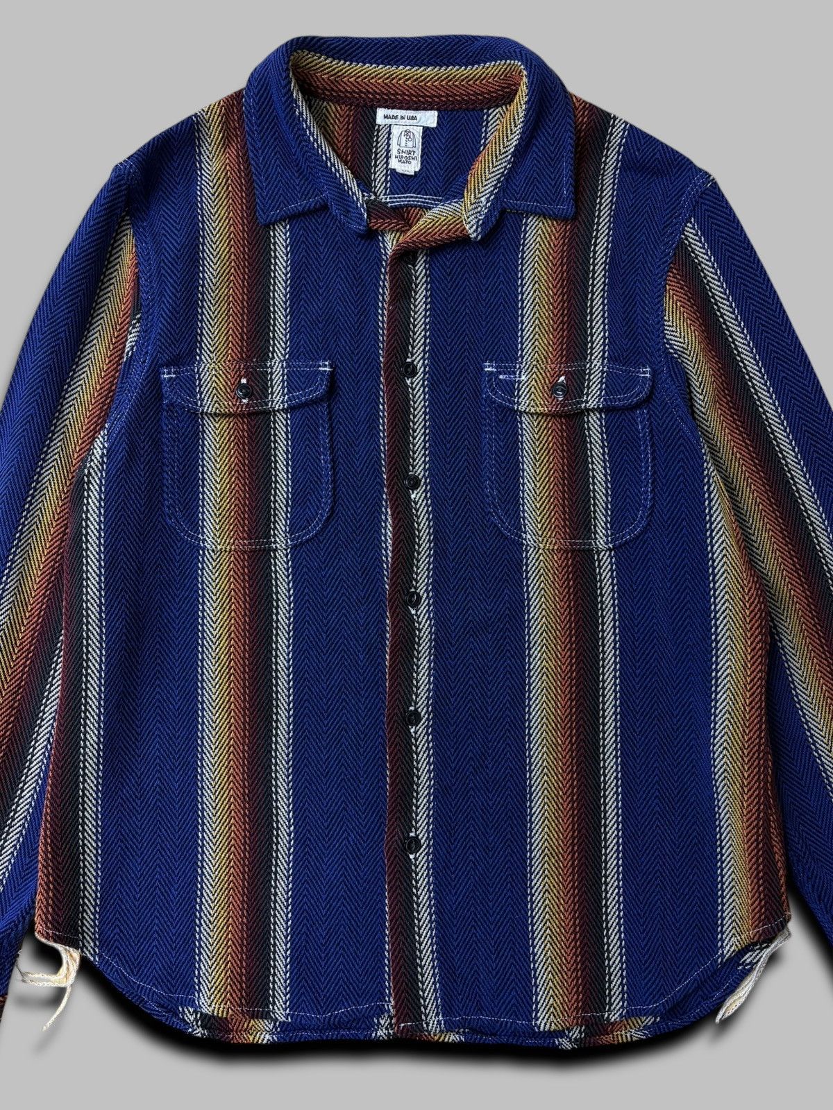 Hiroshi Kato Hiroshi Kato The Brace Long Sleeve Shirt Jacket Striped USA Size US XL / EU 56 / 4 - 3 Thumbnail