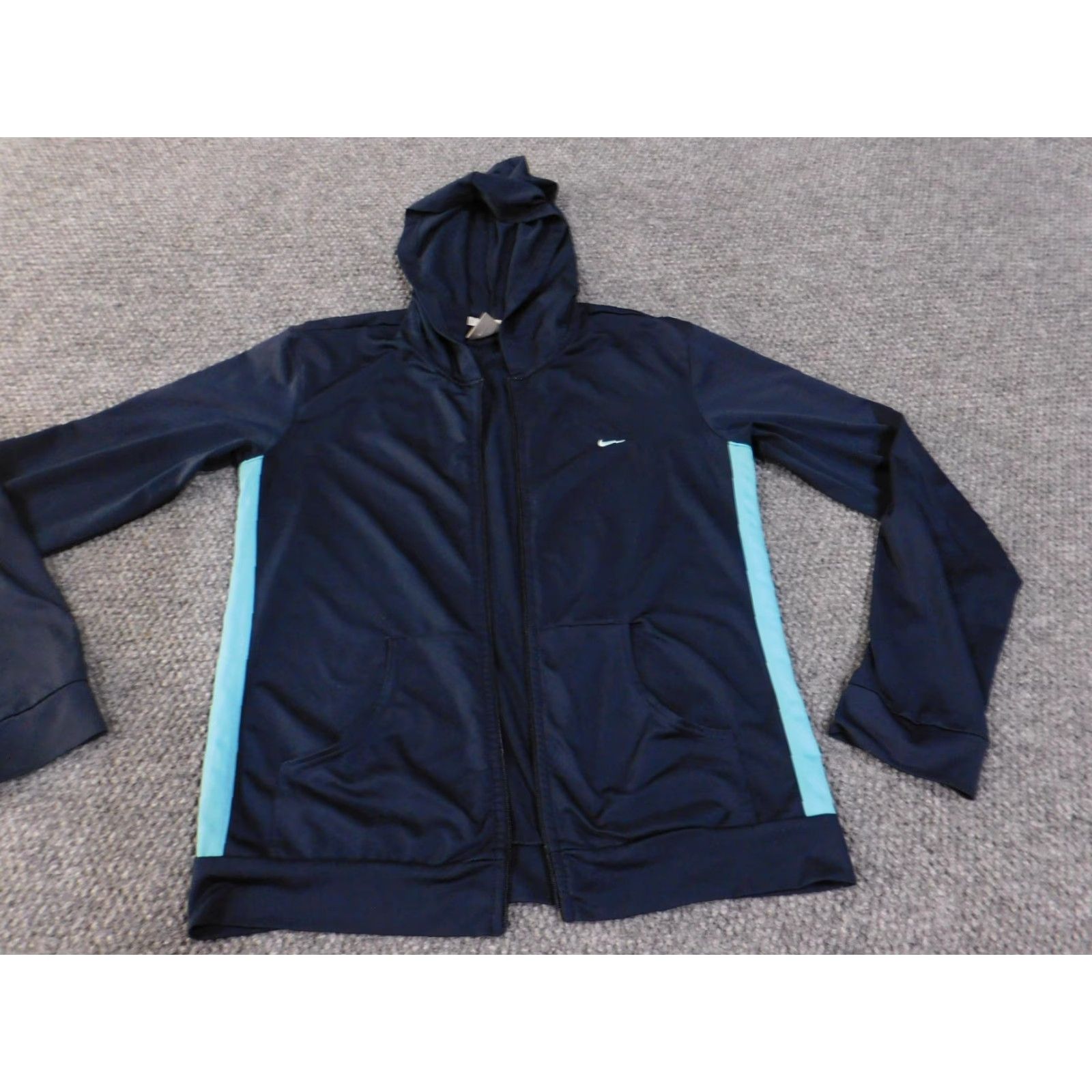 Nike Nike Jacket Womens Large Navy Blue Athletic Full Zip Hoodie Swoosh Logo Size M / US 6-8 / IT 42-44 - 3 Thumbnail