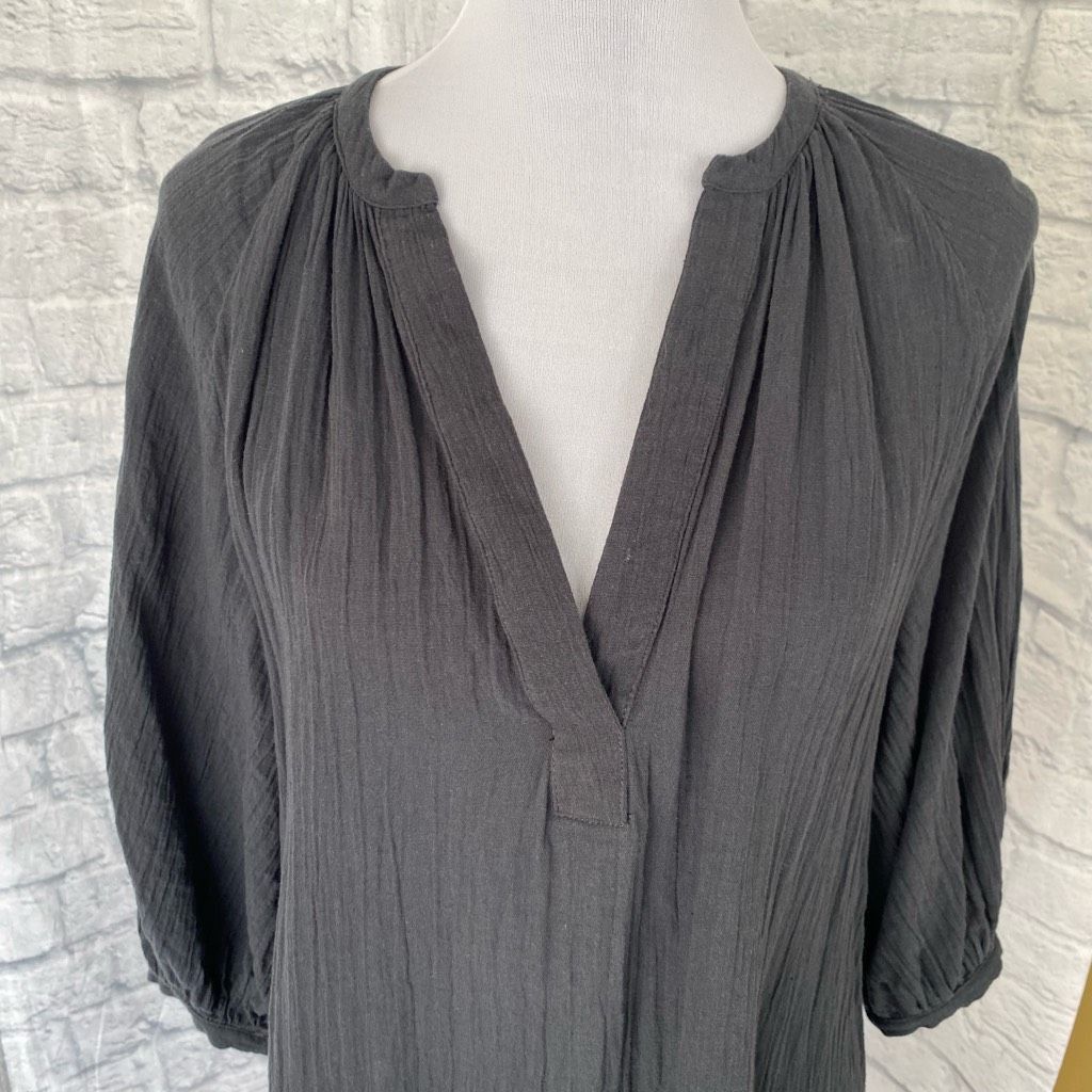 H&M H&M women XS v-cut Longsleeve ruched shift dress dark grey Size XS / US 0-2 / IT 36-38 - 2 Thumbnail
