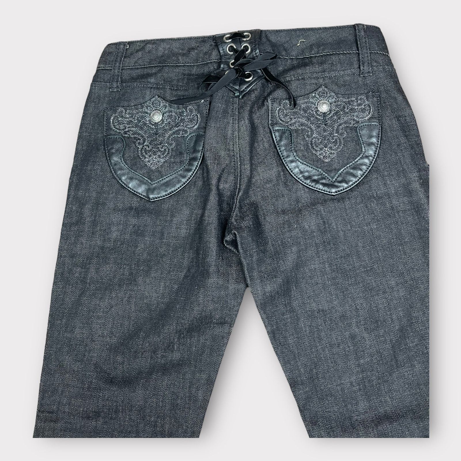 Express Express | Vintage Y2K Embellished Ultra Low Rise Jeans | 2 Size 26" / US 2 / IT 38 - 6 Thumbnail
