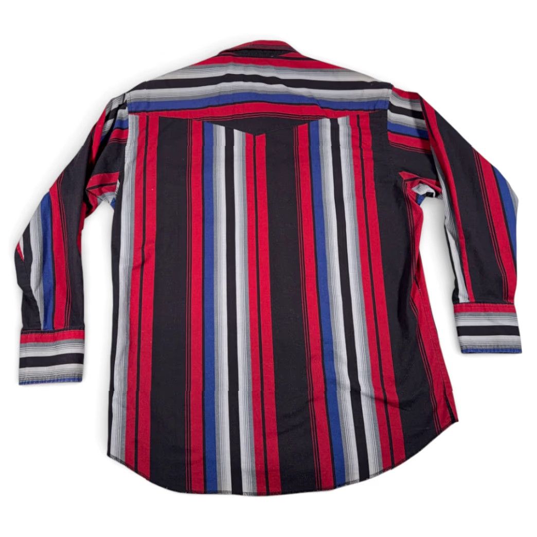 Wrangler VINTAGE Wrangler Western Shirt Wrangler Shirt Adult LARGE Red Striped Pearl Snap 80s Mens Size US L / EU 52-54 / 3 - 3 Thumbnail