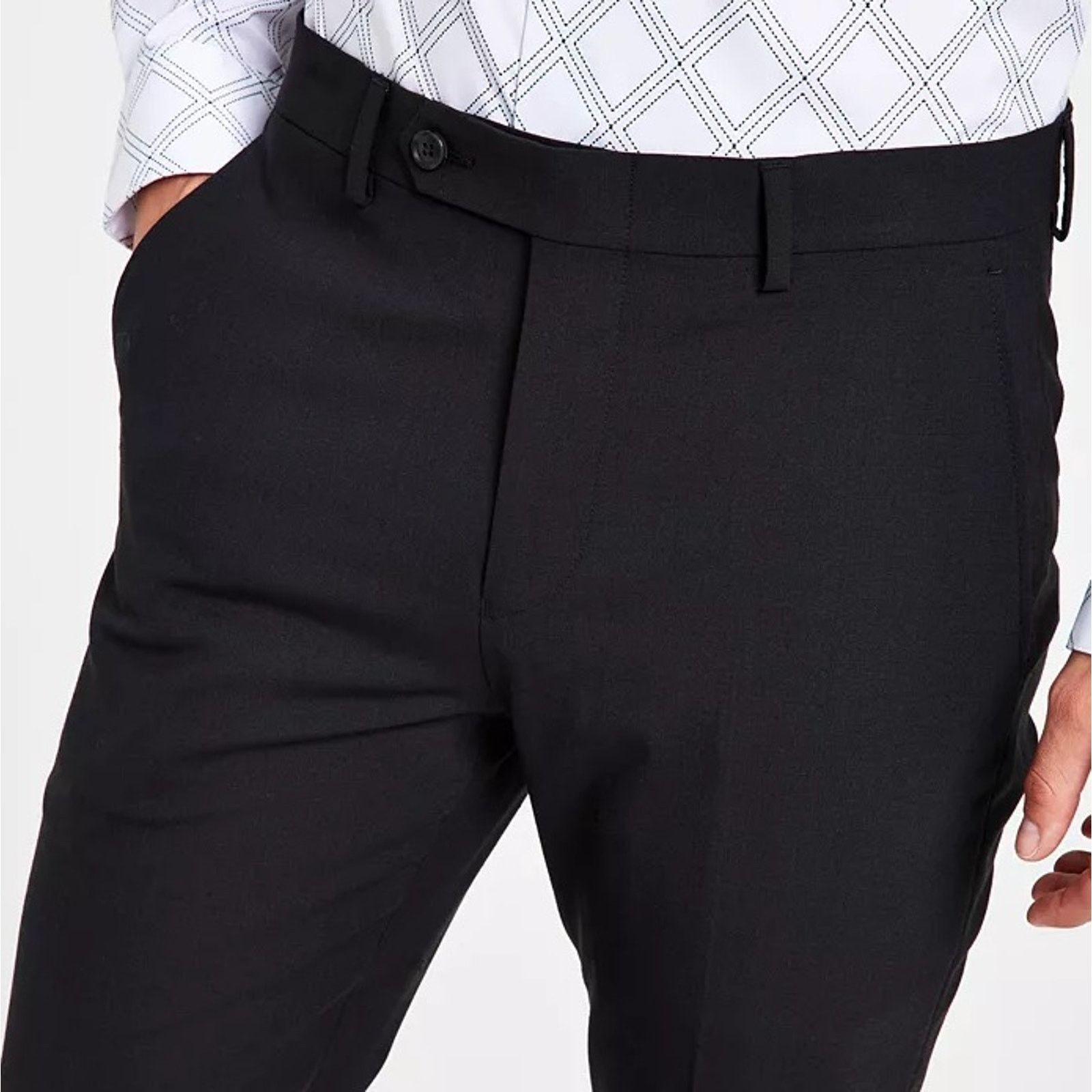 Bar III Bar III Men's Black Wool Classic Slim Dress Pants 29W 30L Size US 29 - 4 Thumbnail