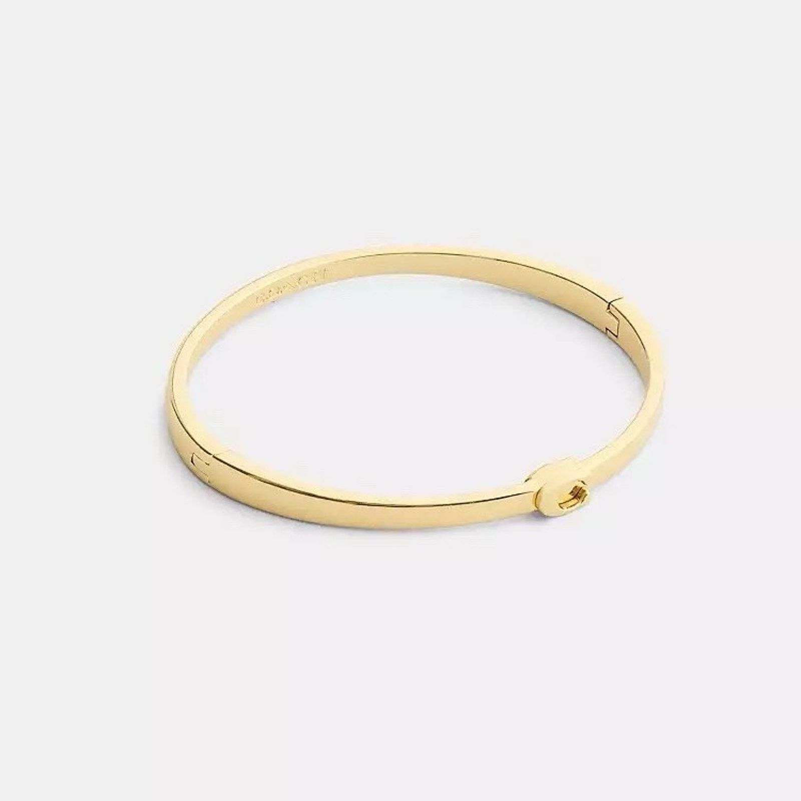 Coach NWT Coach Thin Signature Hinged Bangle CCV03 Gold Color Size ONE SIZE - 6 Thumbnail