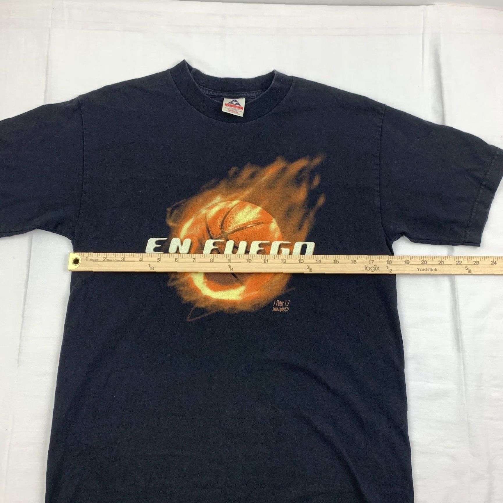 Vintage VINTAGE En Fuego On Fire For The Lord T Shirt Adult Medium Black Jesus Christ Size US M / EU 48-50 / 2 - 7 Thumbnail