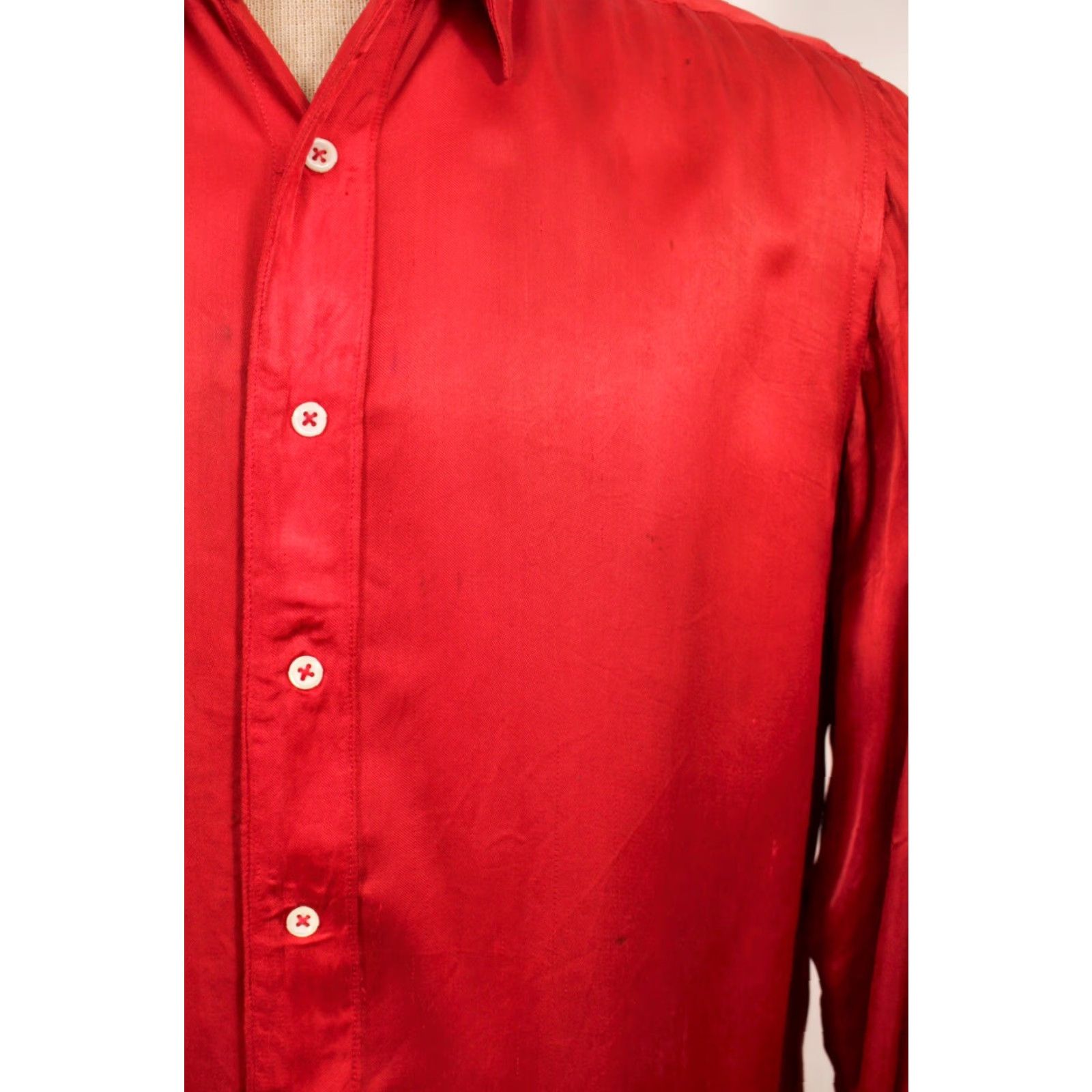 Vintage VINTAGE Men's VTG 30s Red Satin Button Down Shirt Sz M 1930s Western Size US M / EU 48-50 / 2 - 4 Thumbnail