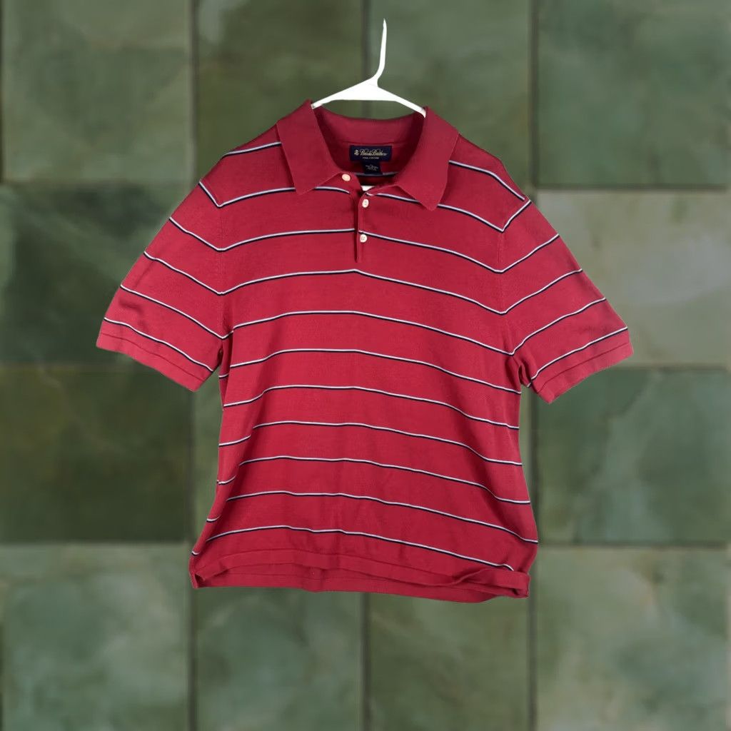 Brooks Brothers VINTAGE Brooks Brothers Polo Shirt Mens XL Red Striped Pima Cotton Short Sleeve Size US XL / EU 56 / 4 - 1 Thumbnail
