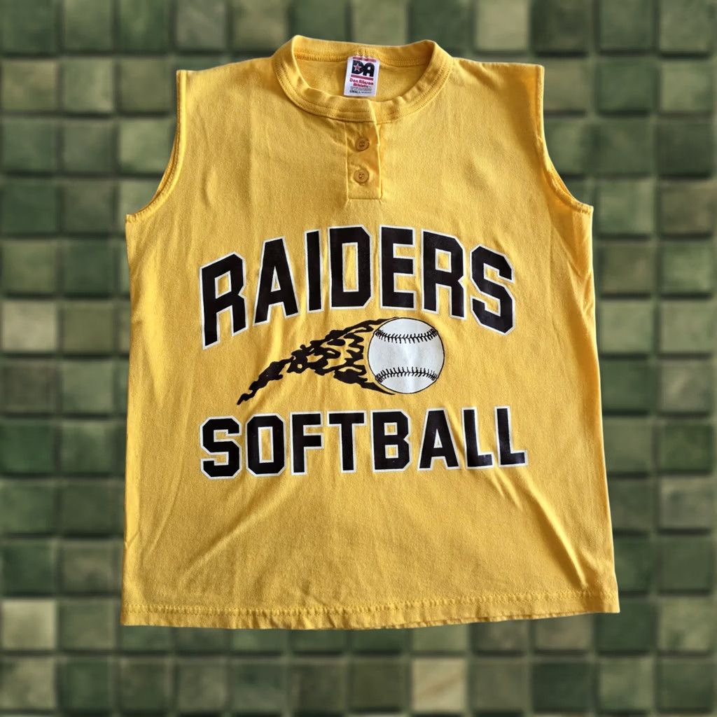 Vintage VINTAGE Raiders Softball Yellow Tank Top Womens S Don Allison Athletic Tank Top Shirt Sports Graphic 70s 80s Mens Womens Size S / US 4 / IT 40 - 1 Thumbnail