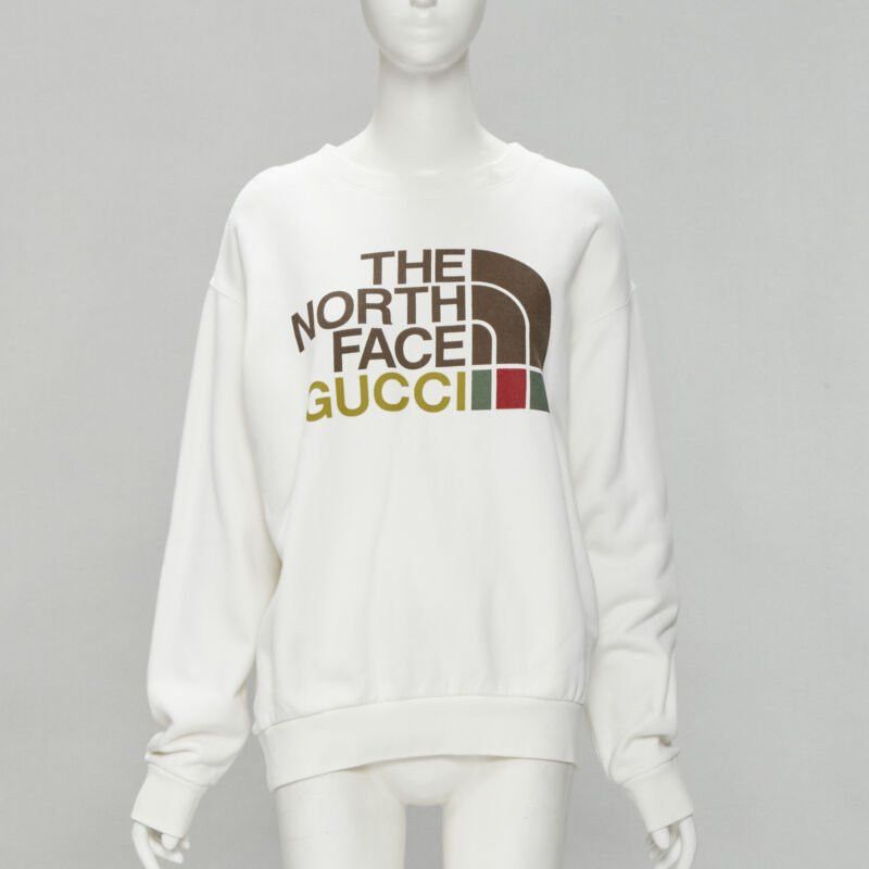 Gucci GUCCI THE NORTH FACE logo print white cotton oversized sweatshirt pullover XS Size XS / US 0-2 / IT 36-38 - 1 Thumbnail