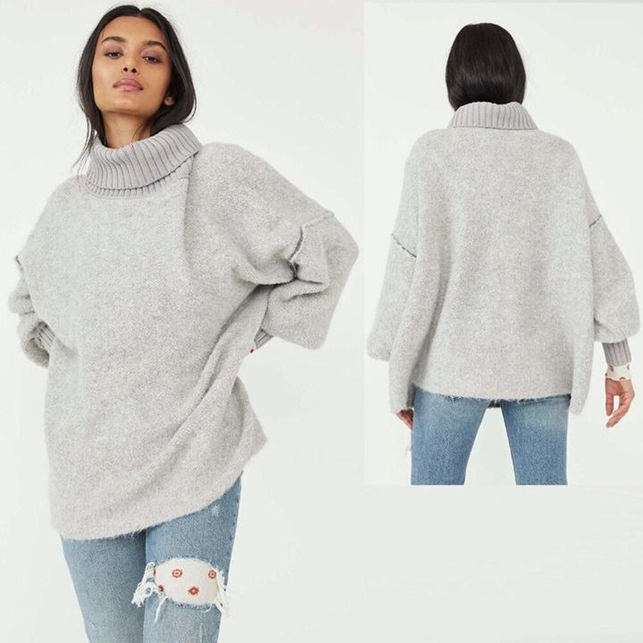 Free People Free People Milo S Oversized Grey Turtleneck Sweater Size S / US 4 / IT 40 - 2 Thumbnail