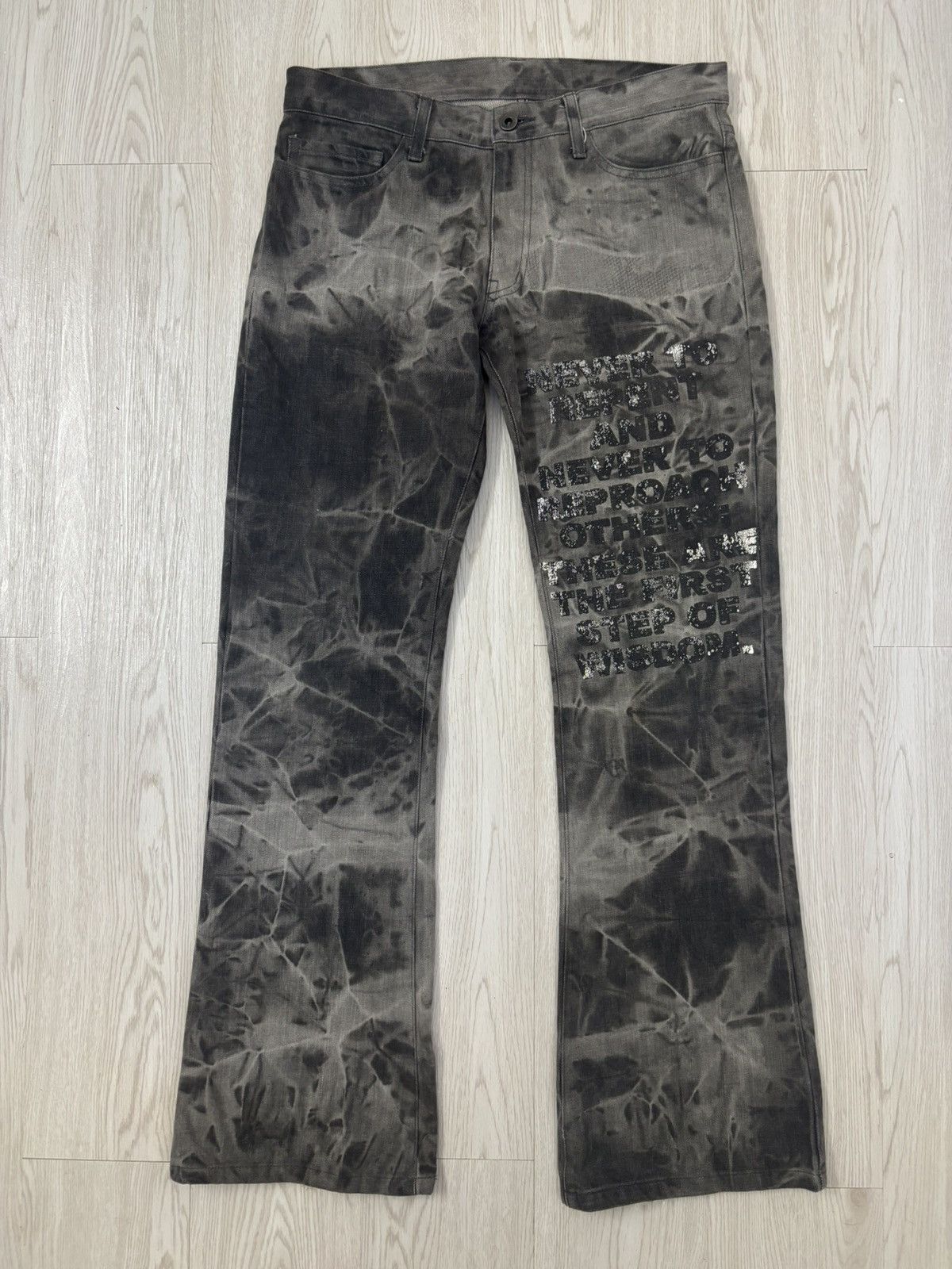 If Six Was Nine Vintage y2k Edge Rupert Asid Wash Poem flared Jeans Size US 32 / EU 48 - 1 Thumbnail