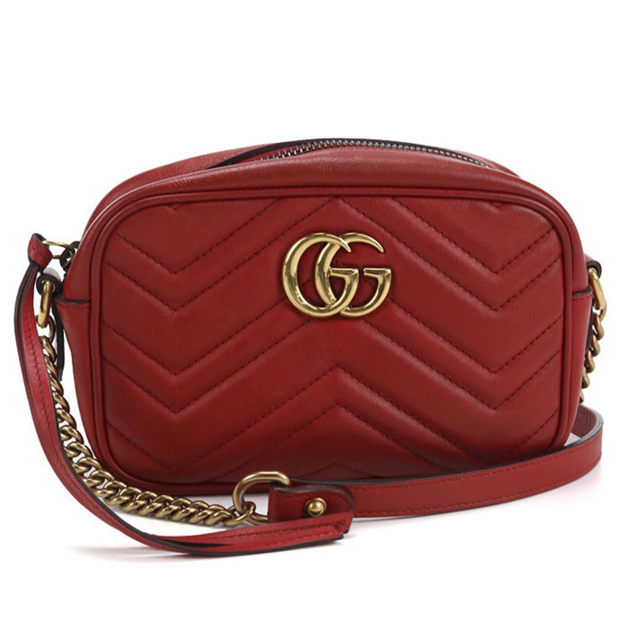 Gucci GUCCI GG Marmont Mini Camera Bag, Red, Women's, 448065 Size ONE SIZE - 1 Thumbnail