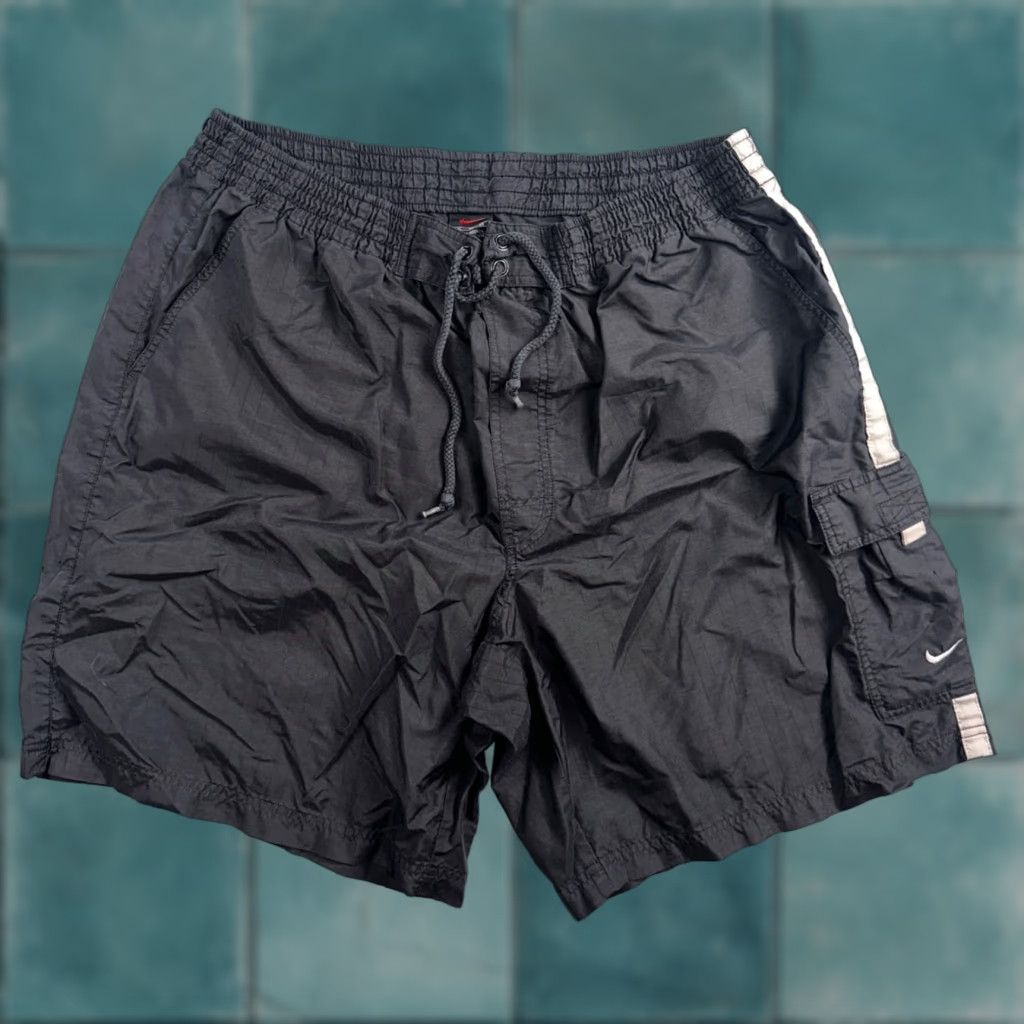 Nike VINTAGE Nike Black Nylon Shorts Sportswear 90s Swoosh XL Inseam 9” Track Running Men Size US 36 / EU 52 - 1 Thumbnail