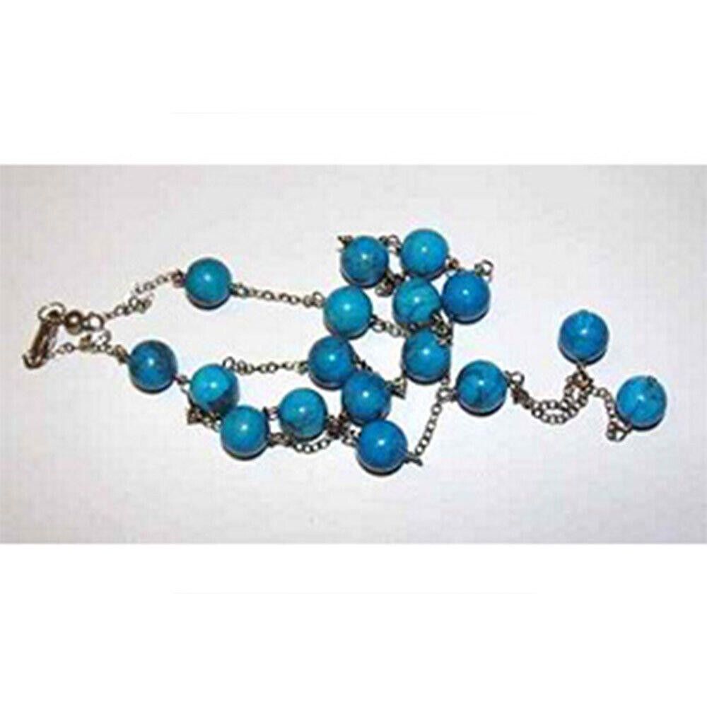 Designer Turquoise Bead Sterling Silver Chain Tassel Necklace Size ONE SIZE - 4 Thumbnail