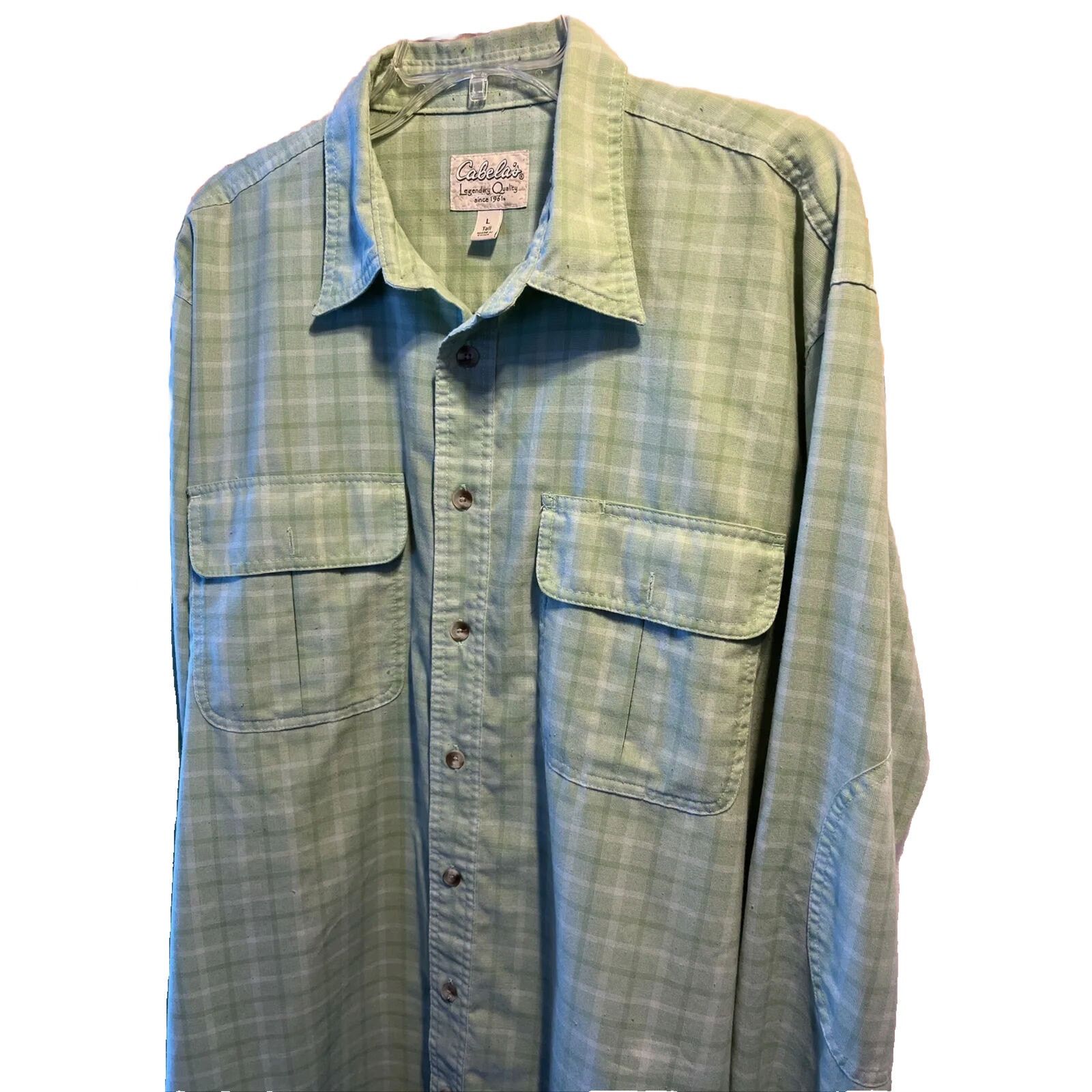 Cabelas Cabela’s Men’s L Green Check LS Button Polyester Blend Shirt Size US L / EU 52-54 / 3 - 1 Thumbnail