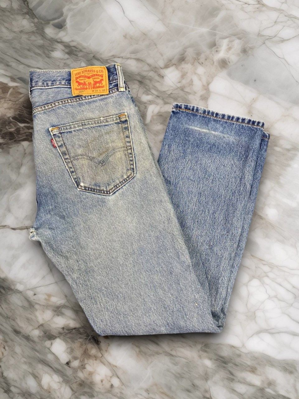 Levi's levis 505 relaxed fit distressed denim nice design Size US 36 / EU 52 - 1 Thumbnail