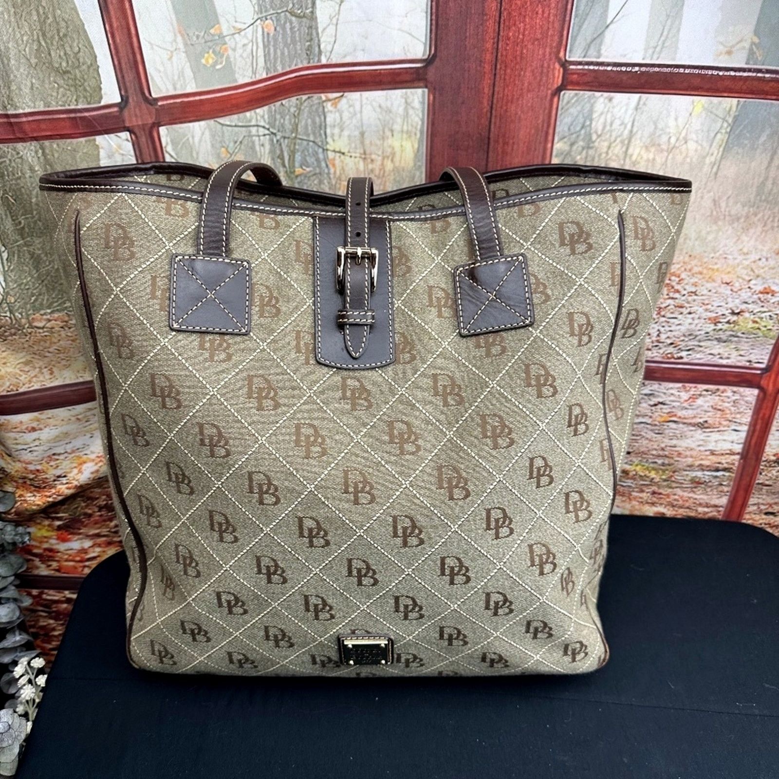 Dooney & Bourke Dooney & Bourke Signature Canvas Tote Leather Accents Brown Size ONE SIZE - 5 Thumbnail