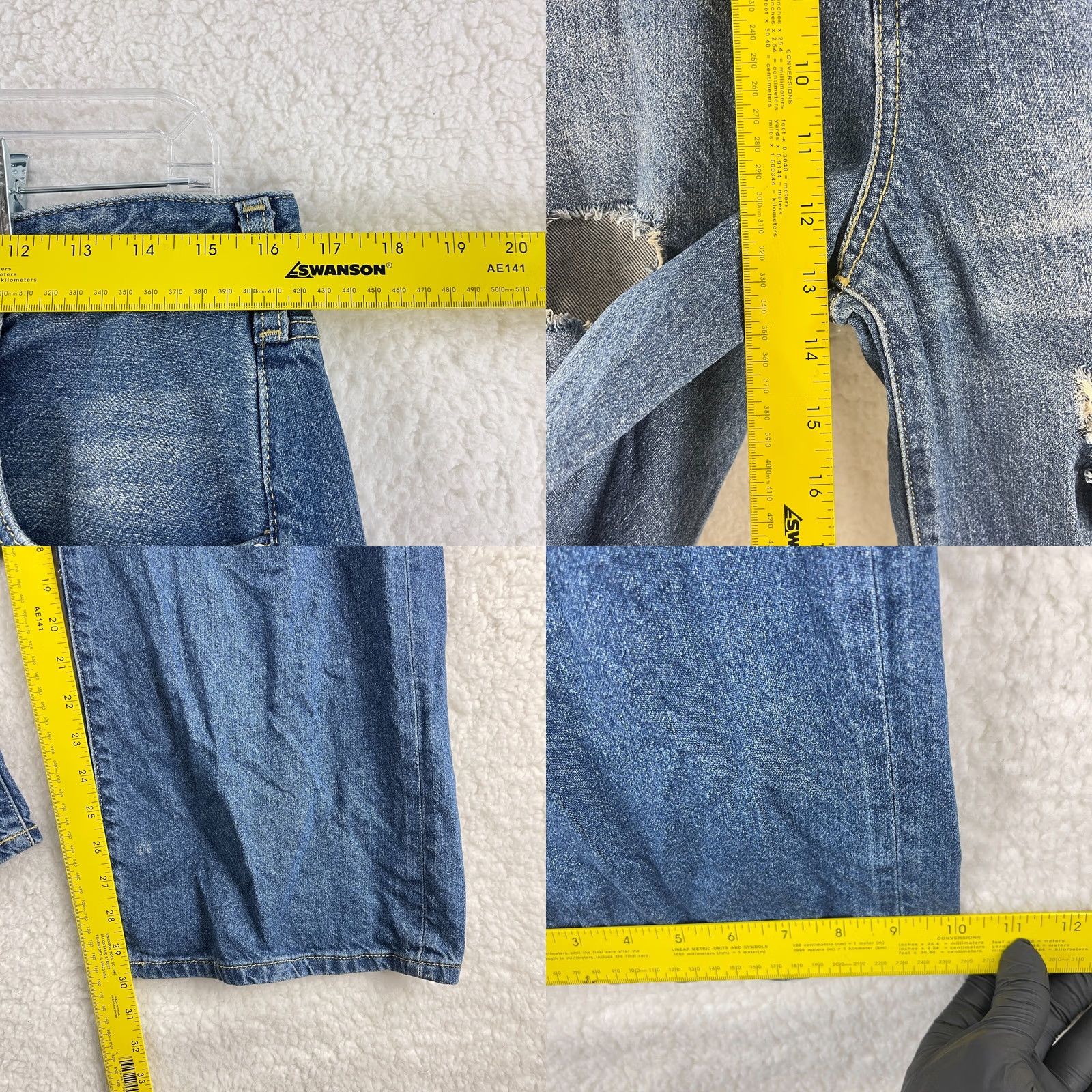 Vintage VINTAGE Anthropologie Pilcro Joey High Rise Straight Jeans Womens 31 Destroyed Denim Size 24" / US 00 / IT 34 - 8 Thumbnail