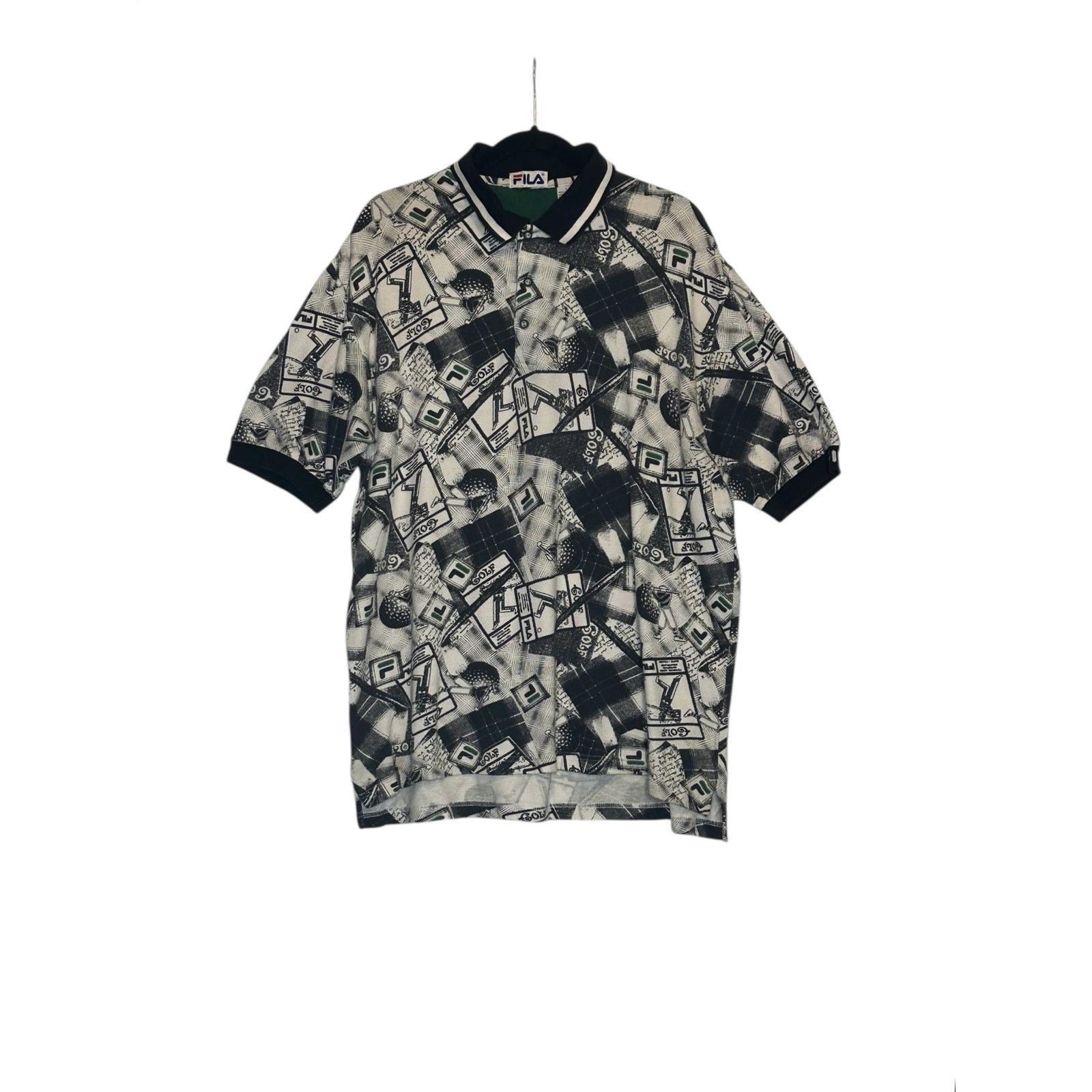 Fila Fila black white golf stamps print polo shirt size large Size US L / EU 52-54 / 3 - 8 Thumbnail