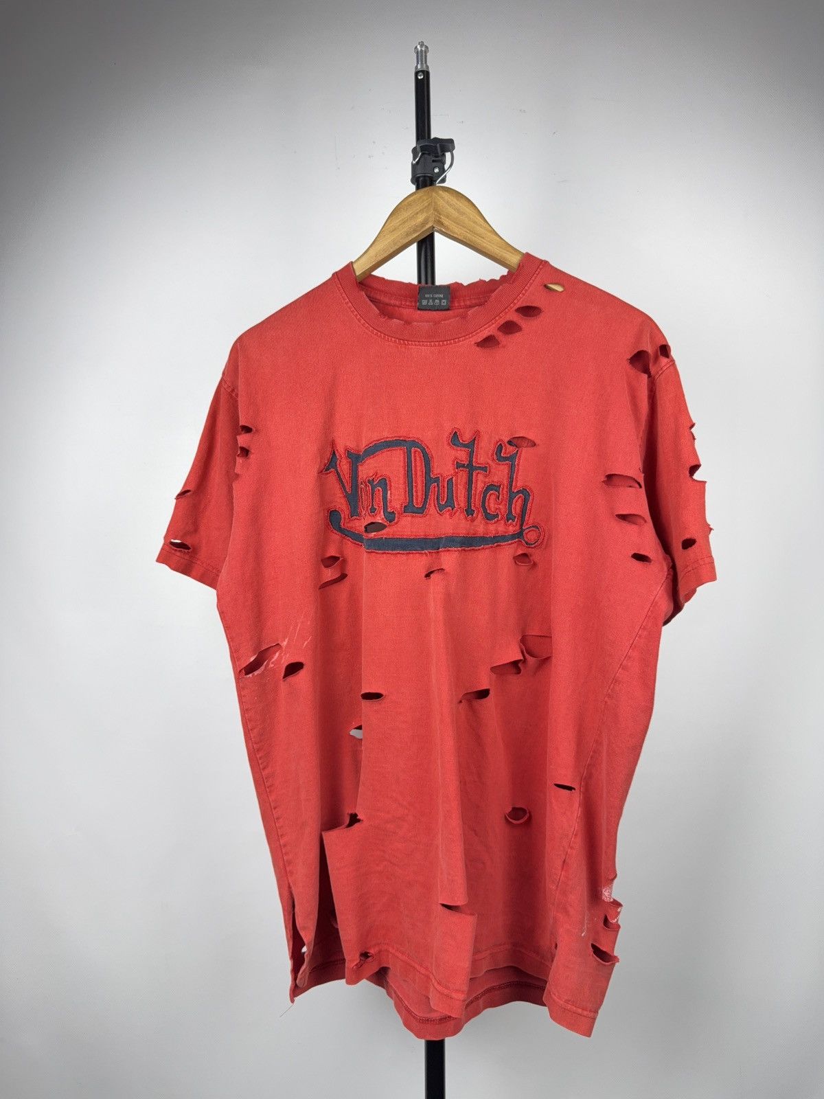 Von Dutch Von Dutch Faded Distressed Logo T Shirt Y2K Biker Grunge XL Size US XL / EU 56 / 4 - 1 Thumbnail