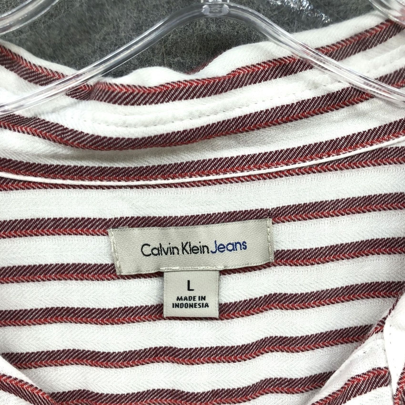 Calvin Klein Calvin Klein Button Down Shirt Womens L Pink White Stripe Cotton Relaxed Beachy Button-Up Casual Workwear Size L / US 10 / IT 46 - 5 Thumbnail