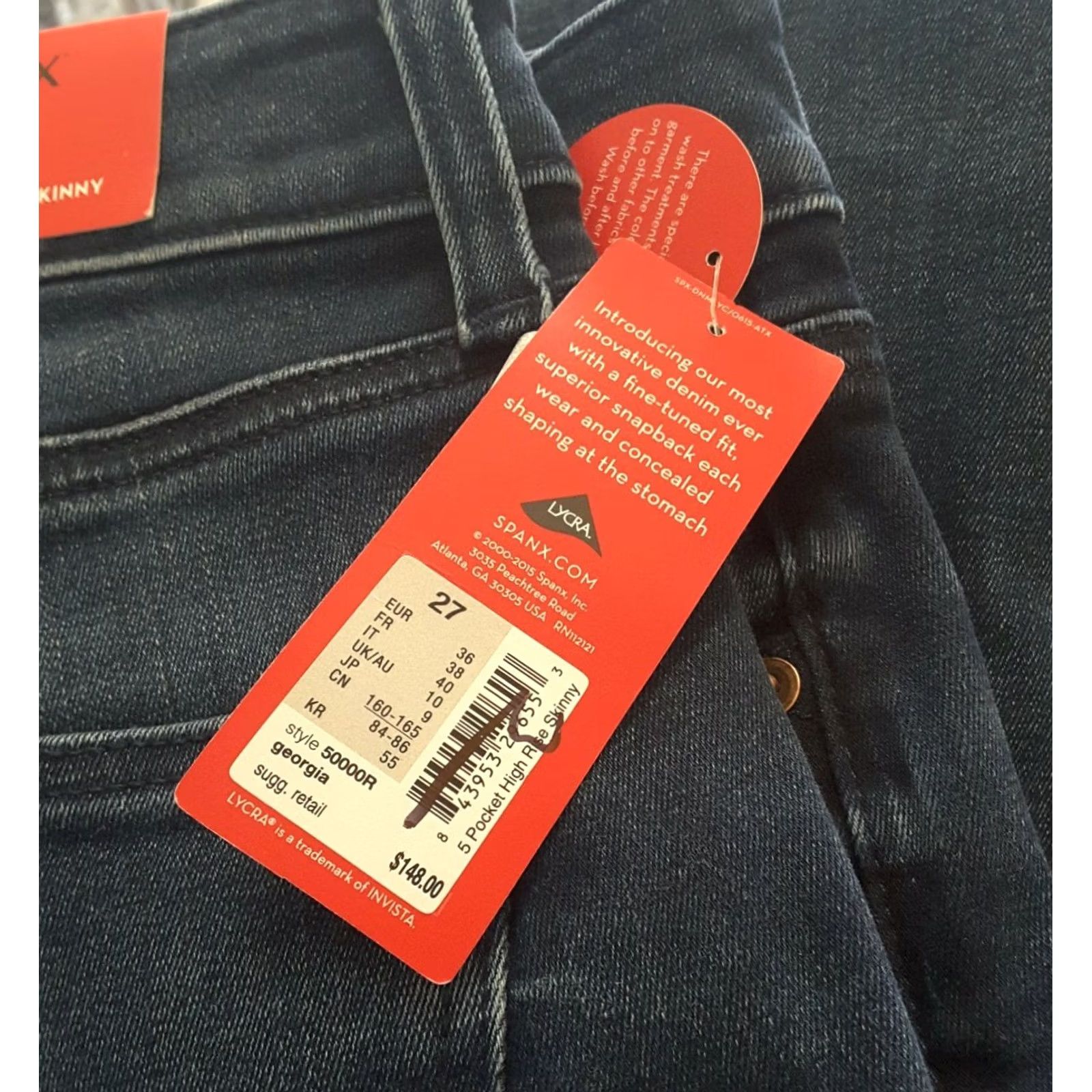 Spanx SPANX Georgia 5-Pocket High-Rise Skinny Jeans Size 27 Blue Denim Women's Regular INSEAM 28"} Size 28" / US 6 / IT 42 - 5 Thumbnail