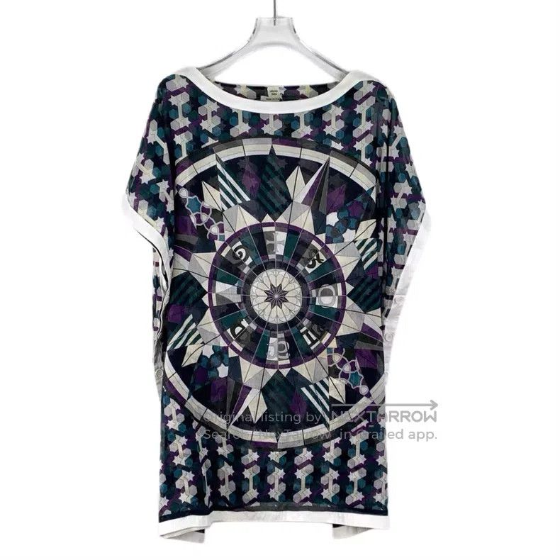Hermes Hermes Multicolor Compass Geometric Pattern Printed Cotton Size XXS / US 00 / IT 34 - 1 Thumbnail