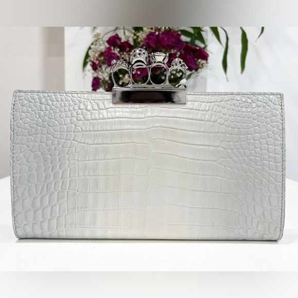 Alexander McQueen Skull Ring Knuckle Leather clutch bag