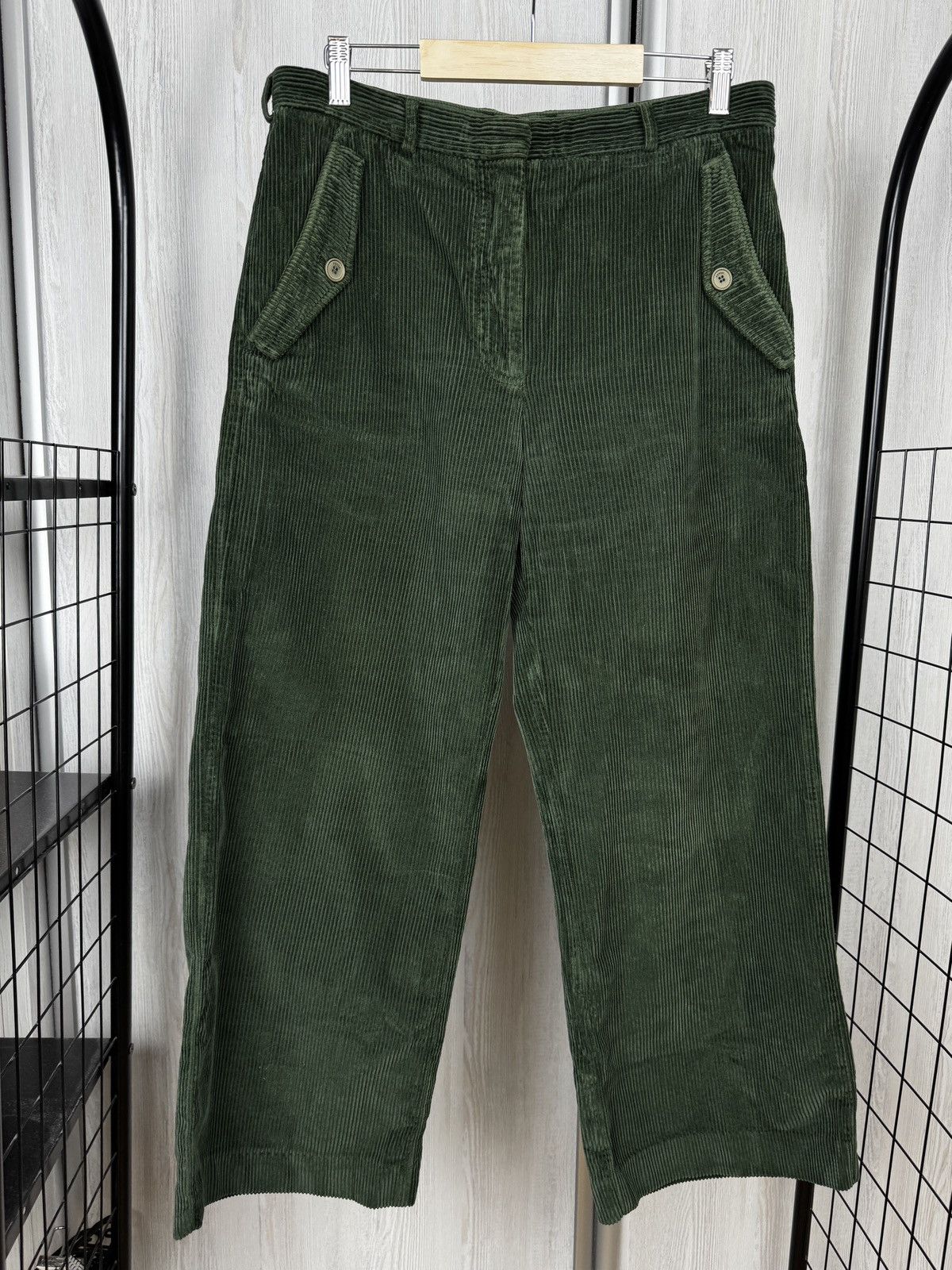 Kenzo Kenzo Khaki Flared Corduroy Wide Trousers Pants size 40 Size 28" / US 6 / IT 42 - 1 Thumbnail