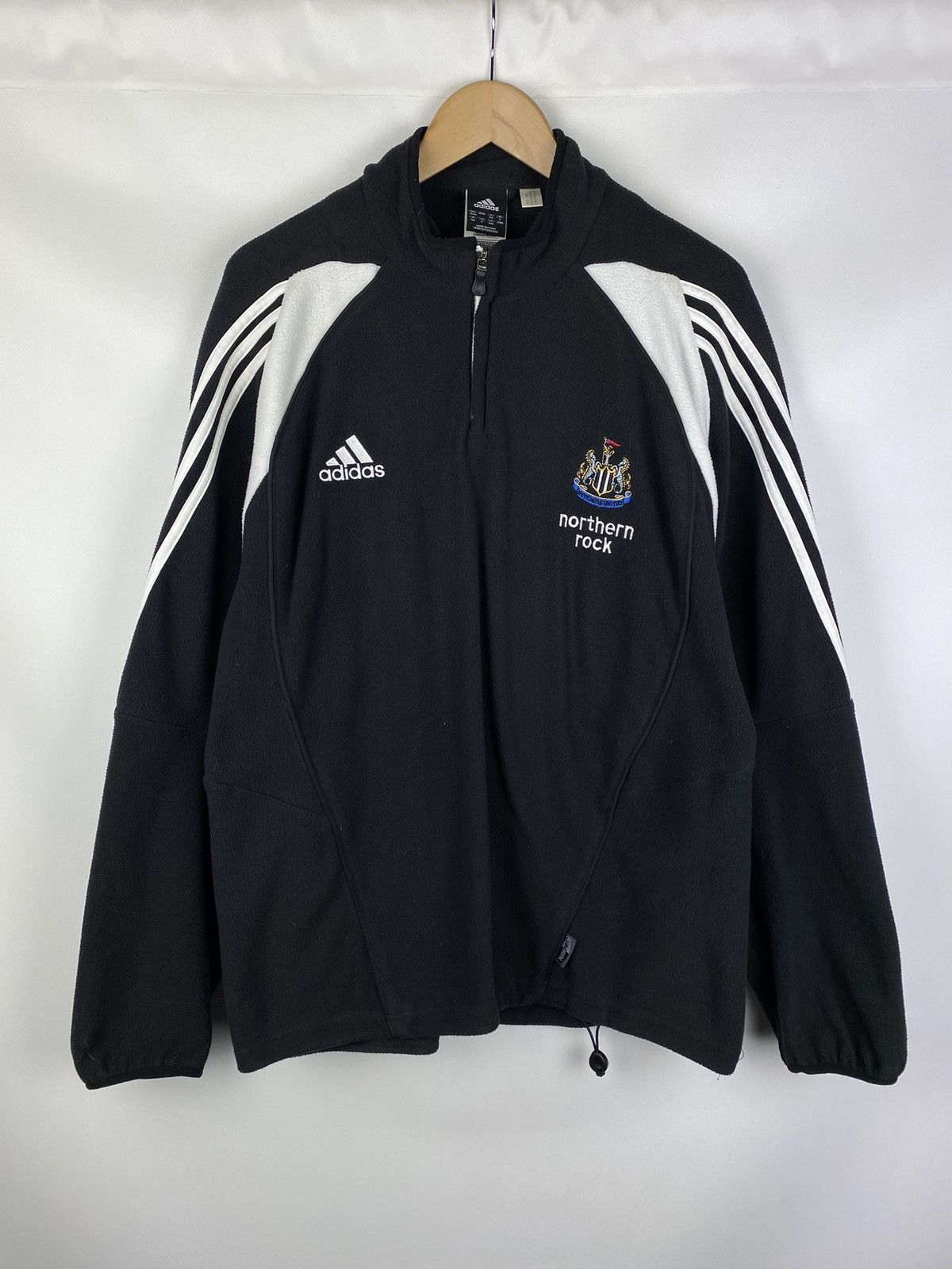 image of Adidas Newcastle United 1/4 Zip Fleece Training Sweatshirt in Black, Men's (Size 2XL)