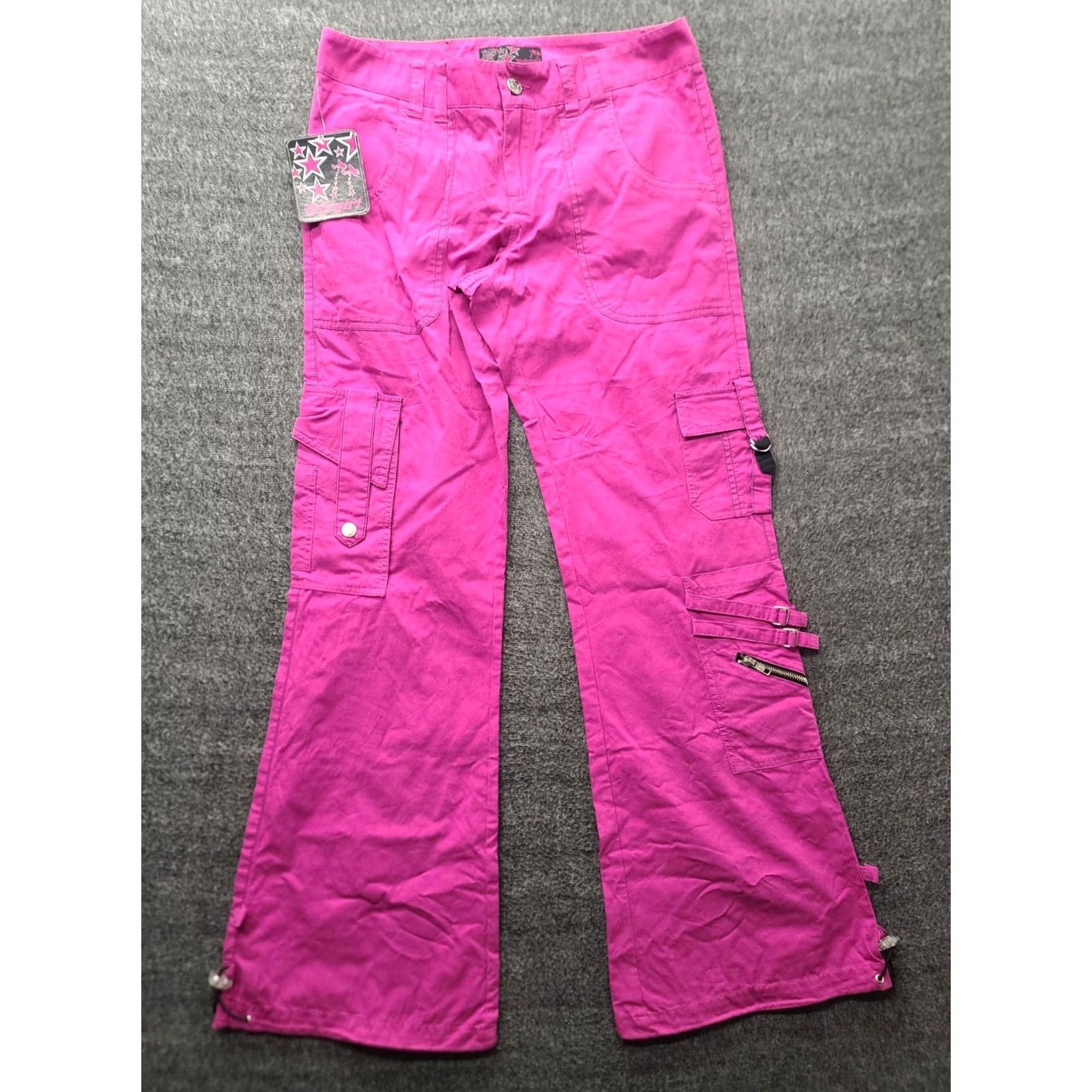 Vintage VINTAGE Kikgirl Pink Cargo Pants Wide Leg Y2K Rave 90s 00s Womens 5 Size 27" / US 4 / IT 40 - 2 Thumbnail