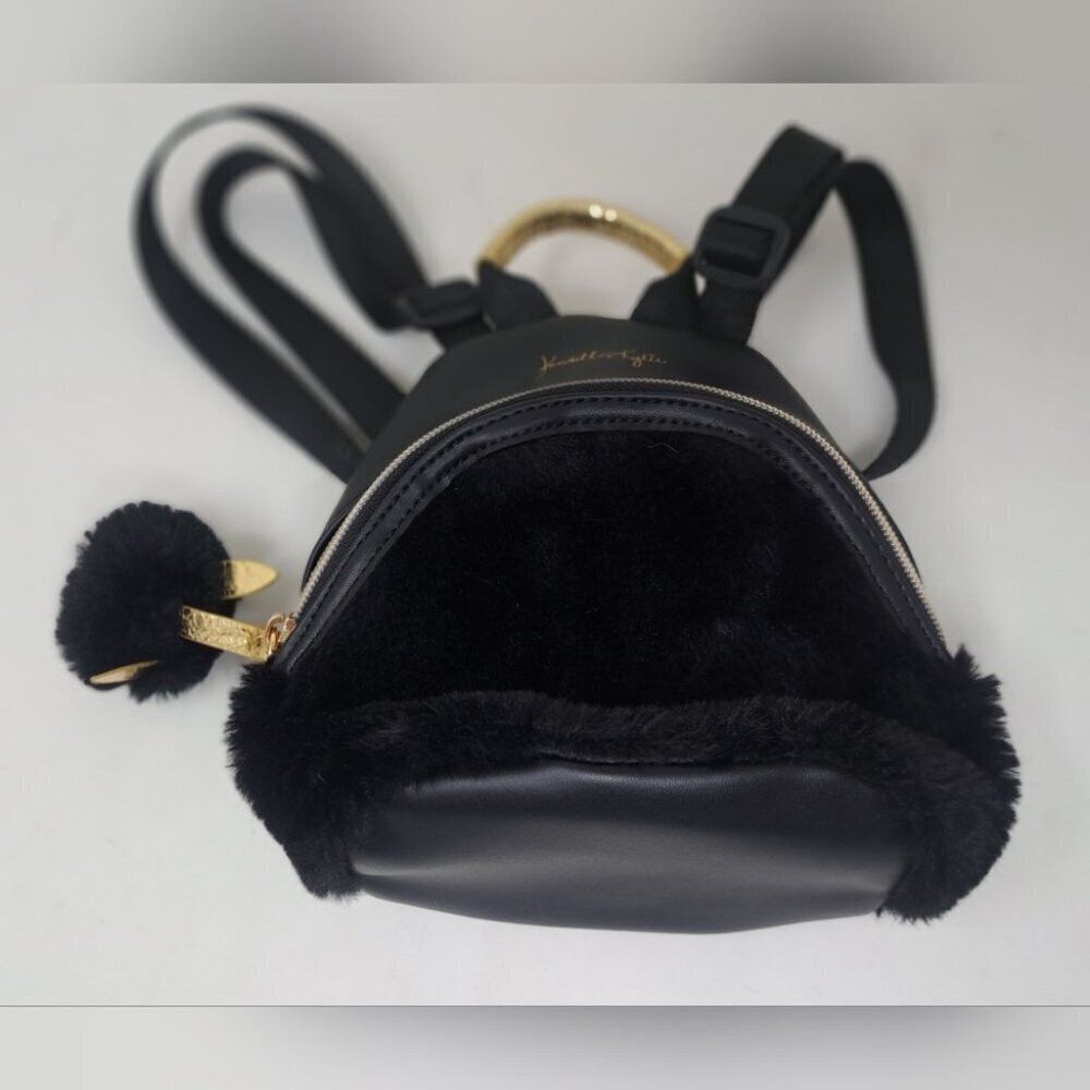 Kendall And Kylie NWOT Kendall & Kylie Mini Backpack Black Faux Fur Faux Leat Size ONE SIZE - 4 Thumbnail