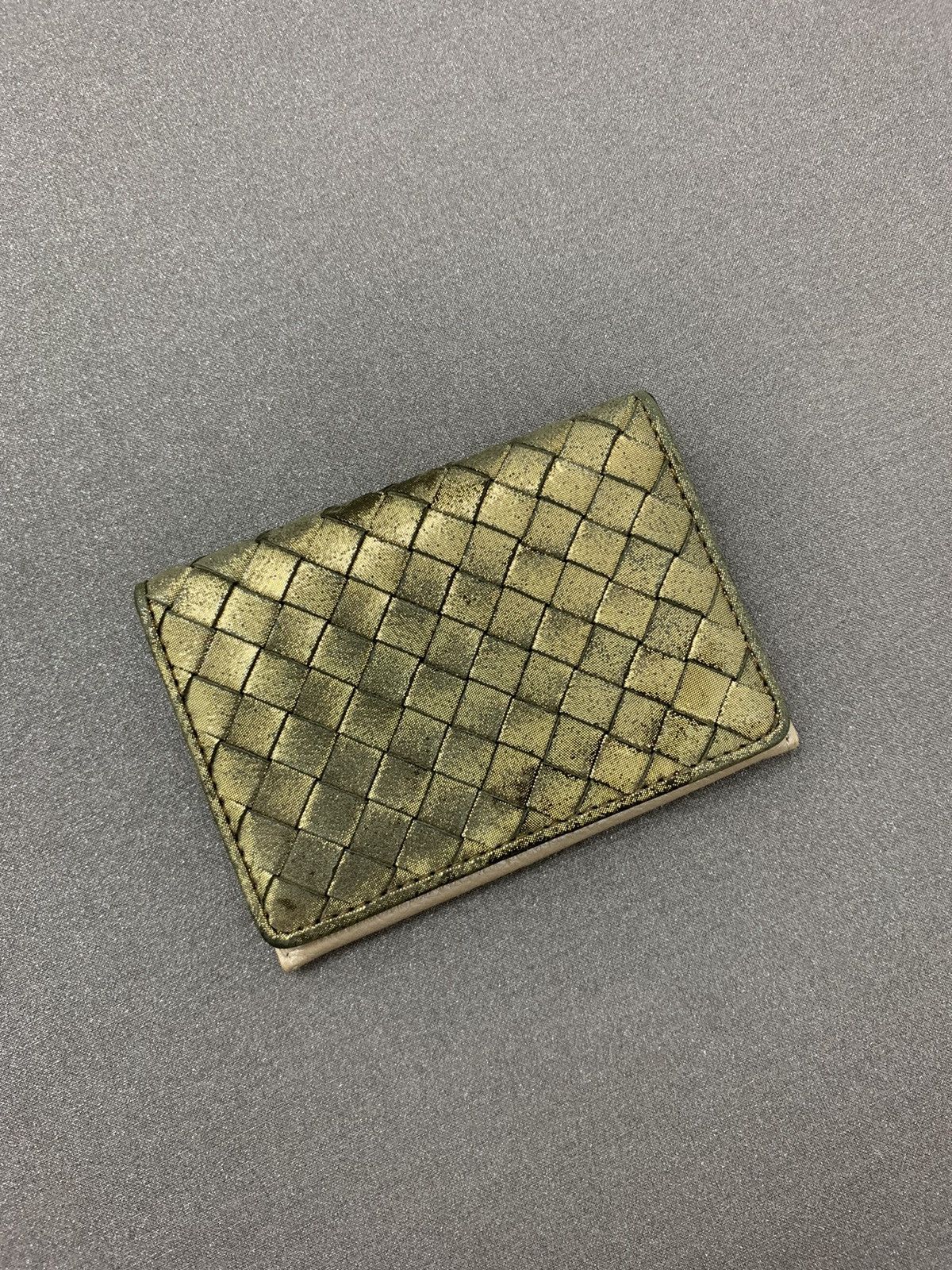 image of Japanesebrand Card Holder Leather Wallet Bottega Style in Gold, Men's
