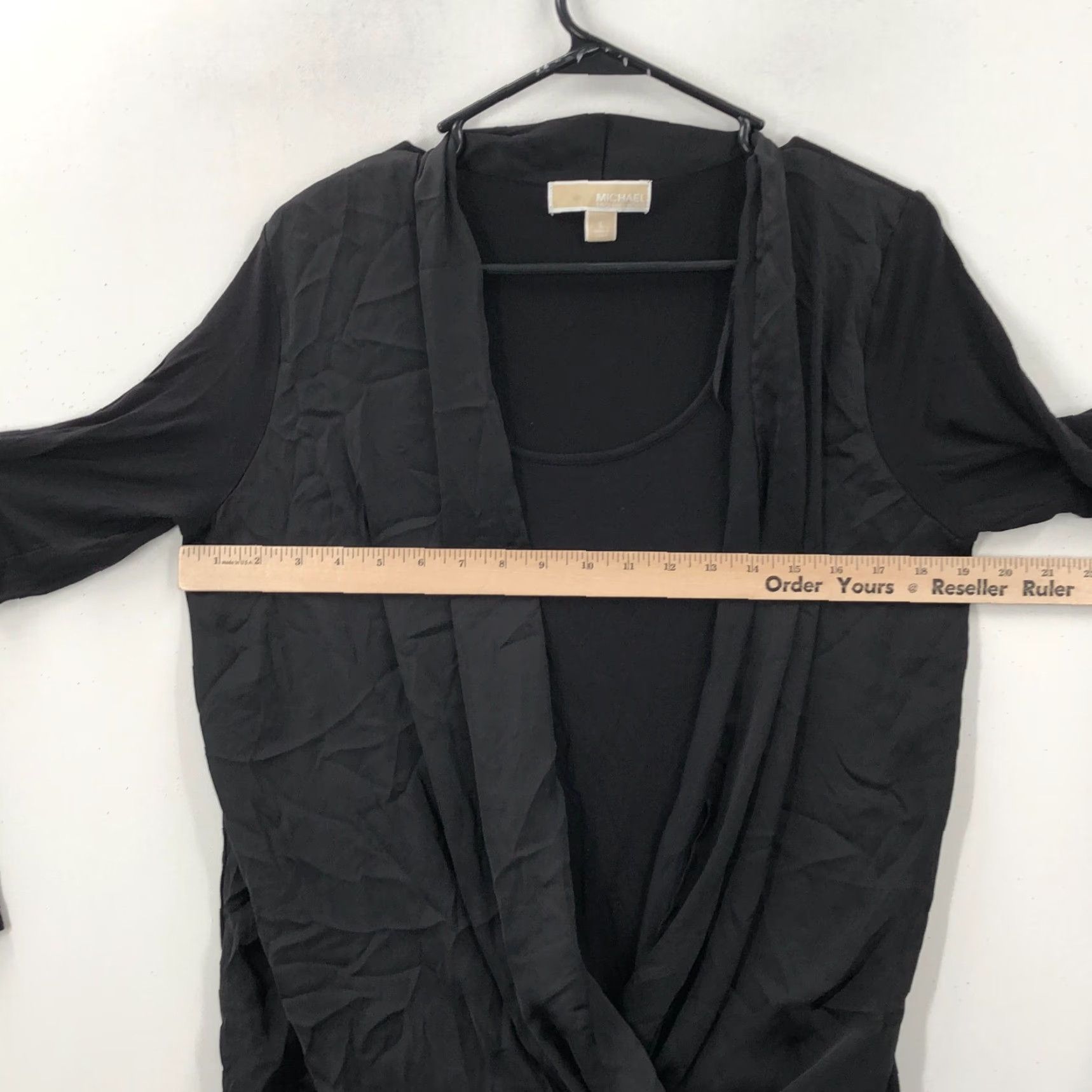 Michael Kors Michael Kors Womens T-Shirt Black Wrap V-Neck Pullover Knit Long Sleeve Size L Size L / US 10 / IT 46 - 7 Thumbnail