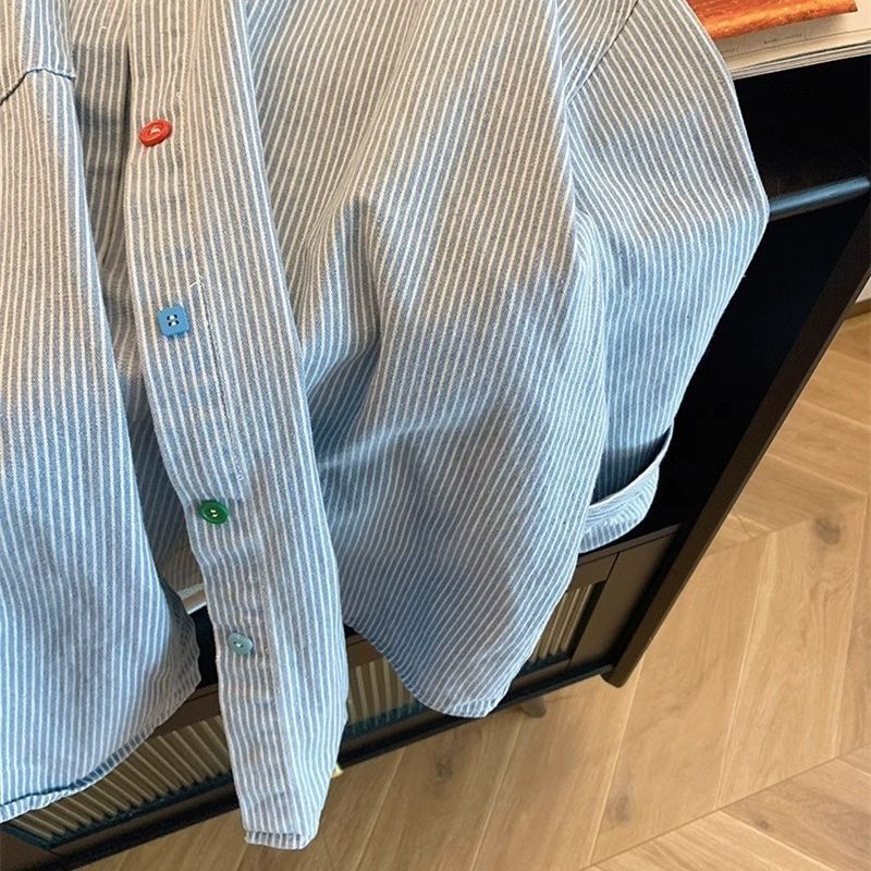 Other Oversized Striped Button-Up Shirt with Multicolor Buttons Size US M / EU 48-50 / 2 - 2 Thumbnail