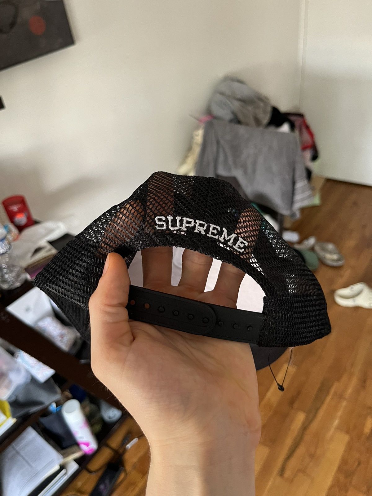 Supreme Supreme Repeat Mesh Back 5-Panel Black white logo monogram Size ONE SIZE - 3 Thumbnail