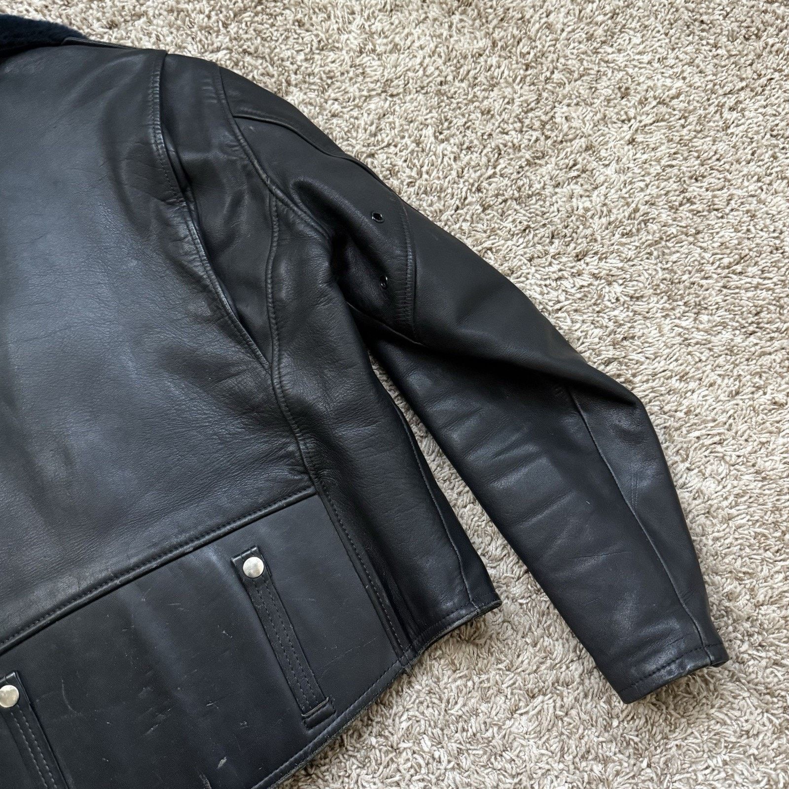 Harley Davidson Vintage Harley Davidson Black Leather Motorcycle Jacket Fur Size US M / EU 48-50 / 2 - 17 Thumbnail