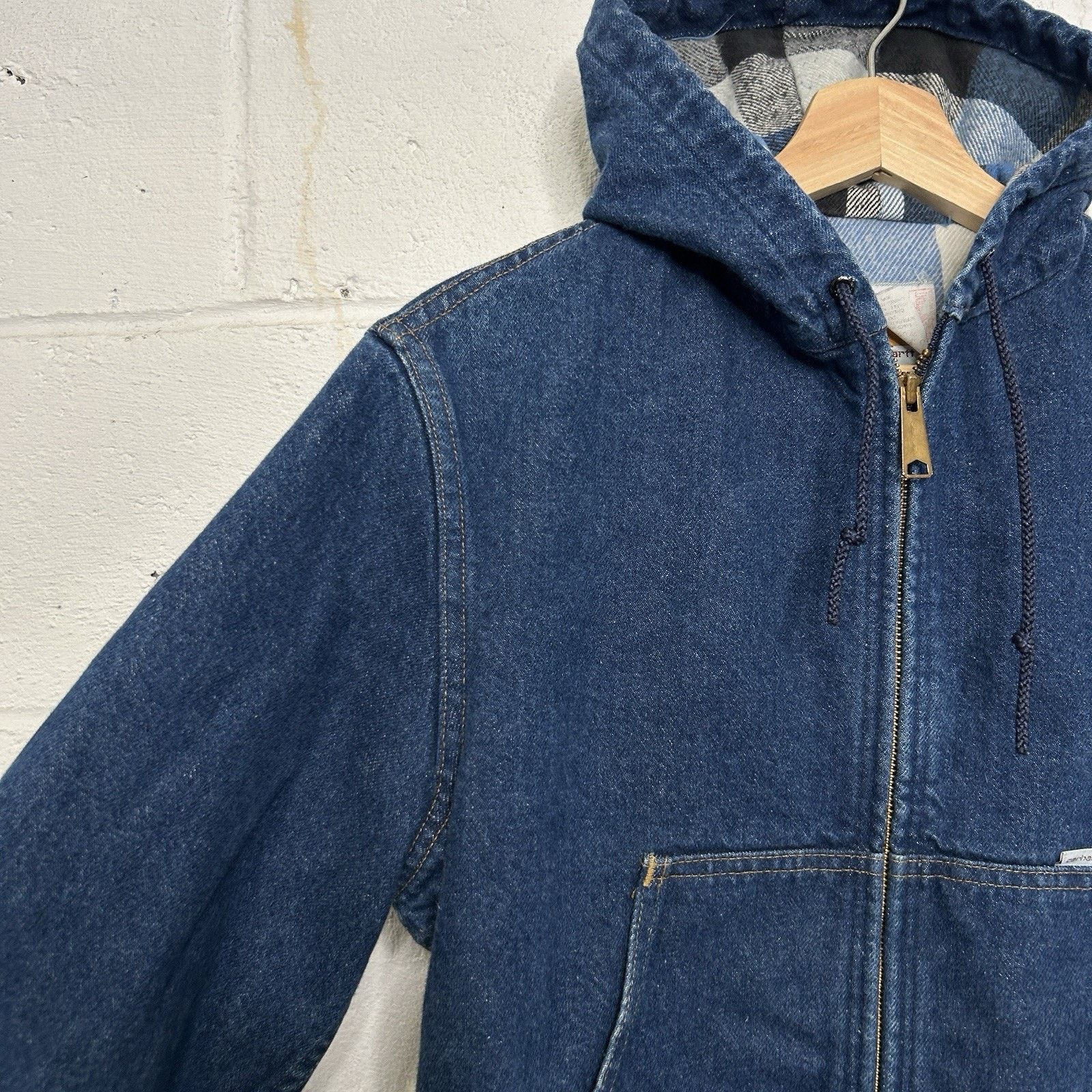 Carhartt VTG Carhartt Flannel-Lined Hooded Active Jacket “Blue Denim” Size US S / EU 44-46 / 1 - 5 Thumbnail