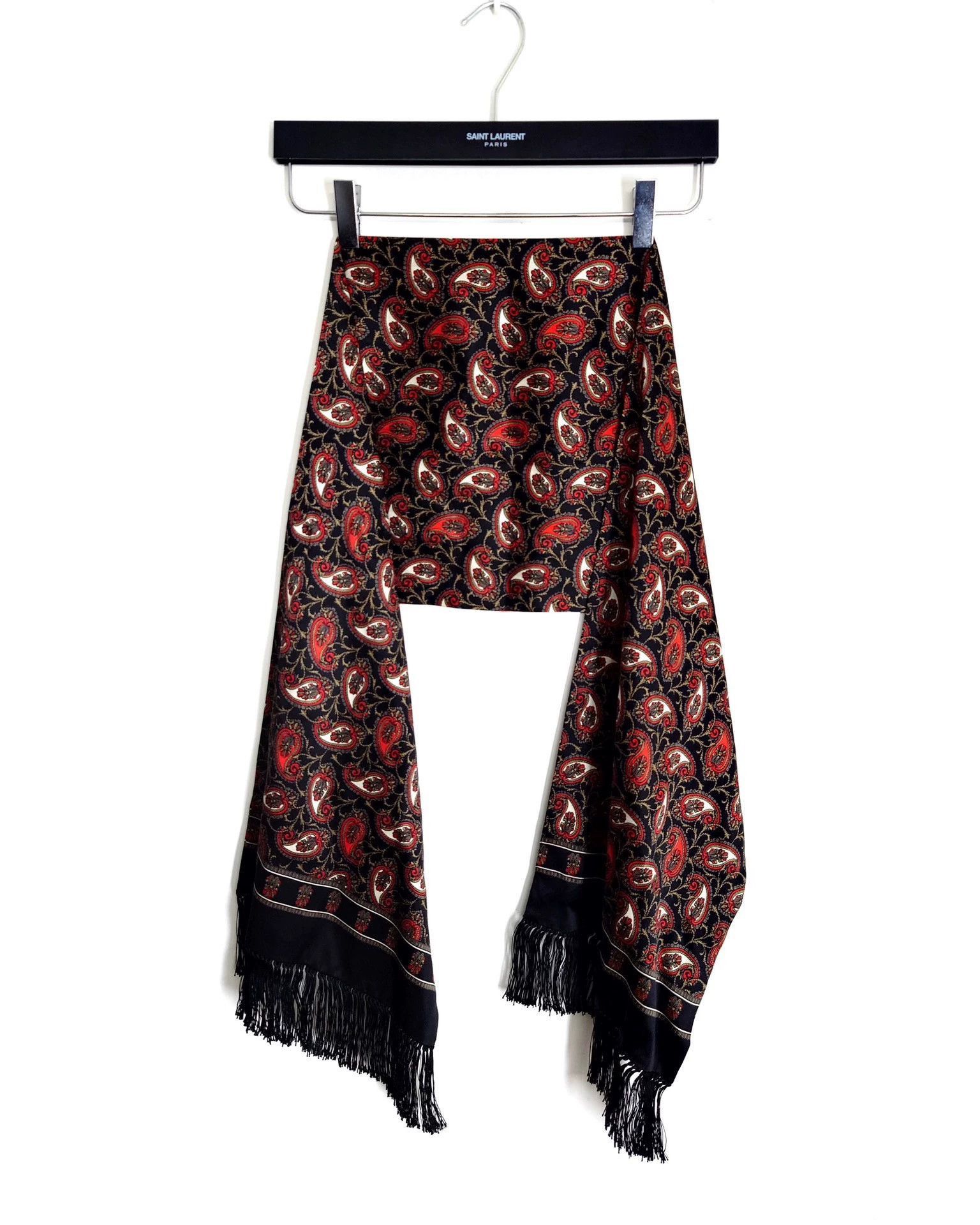 Saint Laurent Paris Multi Paisley Print Fringed Scarf Size ONE SIZE - 1 Thumbnail