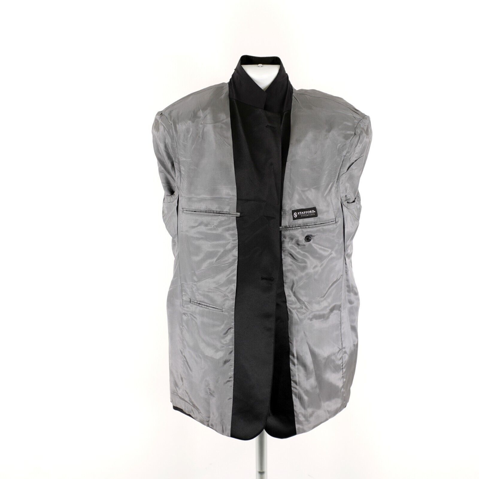 Stafford Stafford Essentials Black Wool 1 Felt Button Tuxedo Jacket 4 Size 40L - 14 Thumbnail
