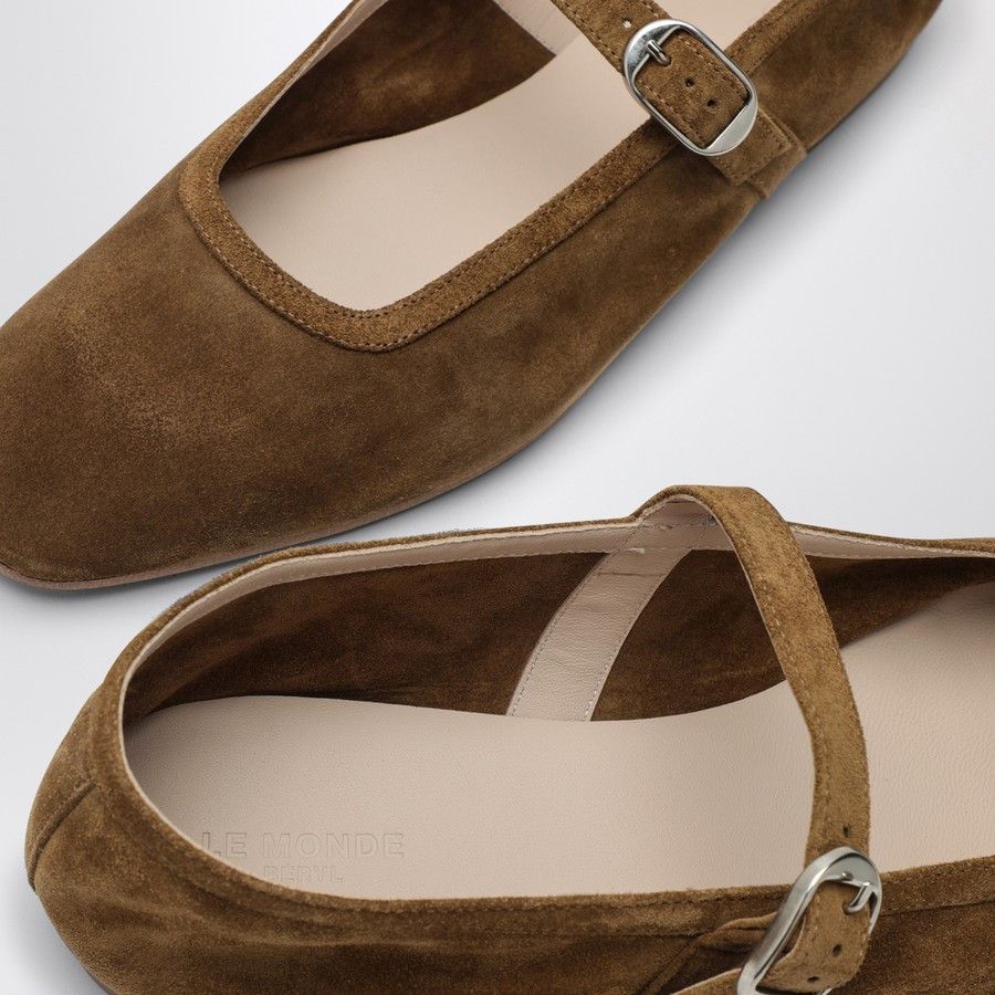 Le Monde Beryl o1d2blof0824 Suede Mary Jane Ballerina in Brown Size US 8.5 / IT 38.5 - 5 Thumbnail