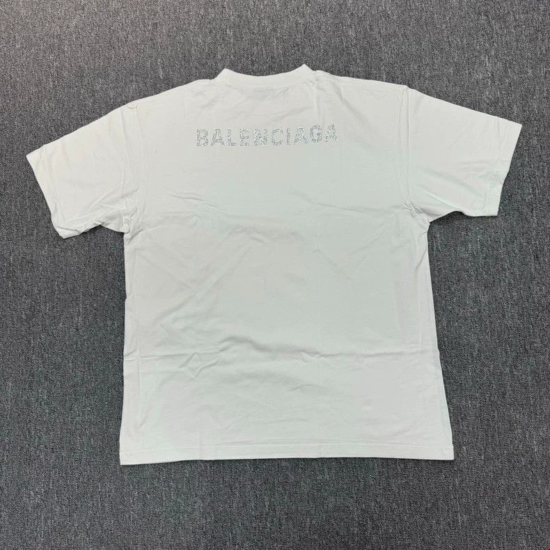 Balenciaga Balenciaga Back Flash Diamond logo White Short Sleeve T-sh Size US M / EU 48-50 / 2 - 2 Thumbnail
