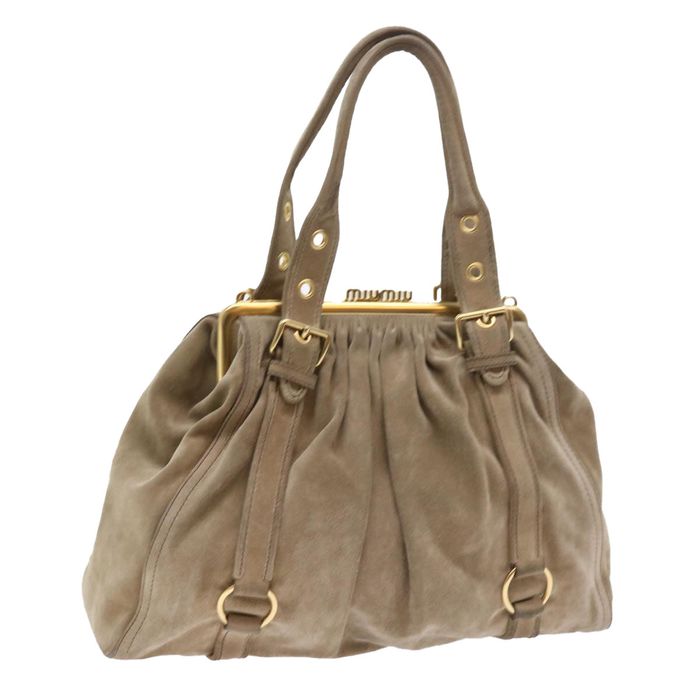 Miu Miu MIU MIU Shoulder Bag Suede Beige Auth bs8535 | Grailed