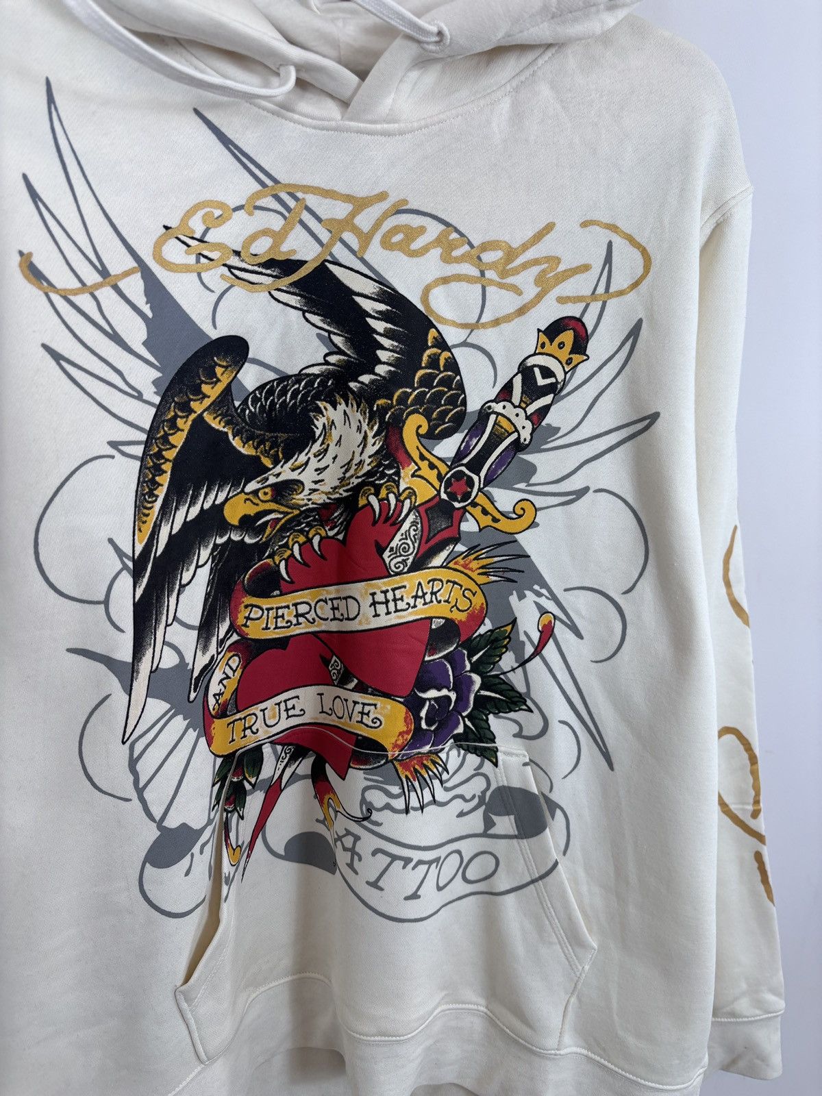 Ed Hardy Ed Hardy NWT Men’s Ivory True Love Tattoo Heart Hoodie Size US XL / EU 56 / 4 - 7 Thumbnail