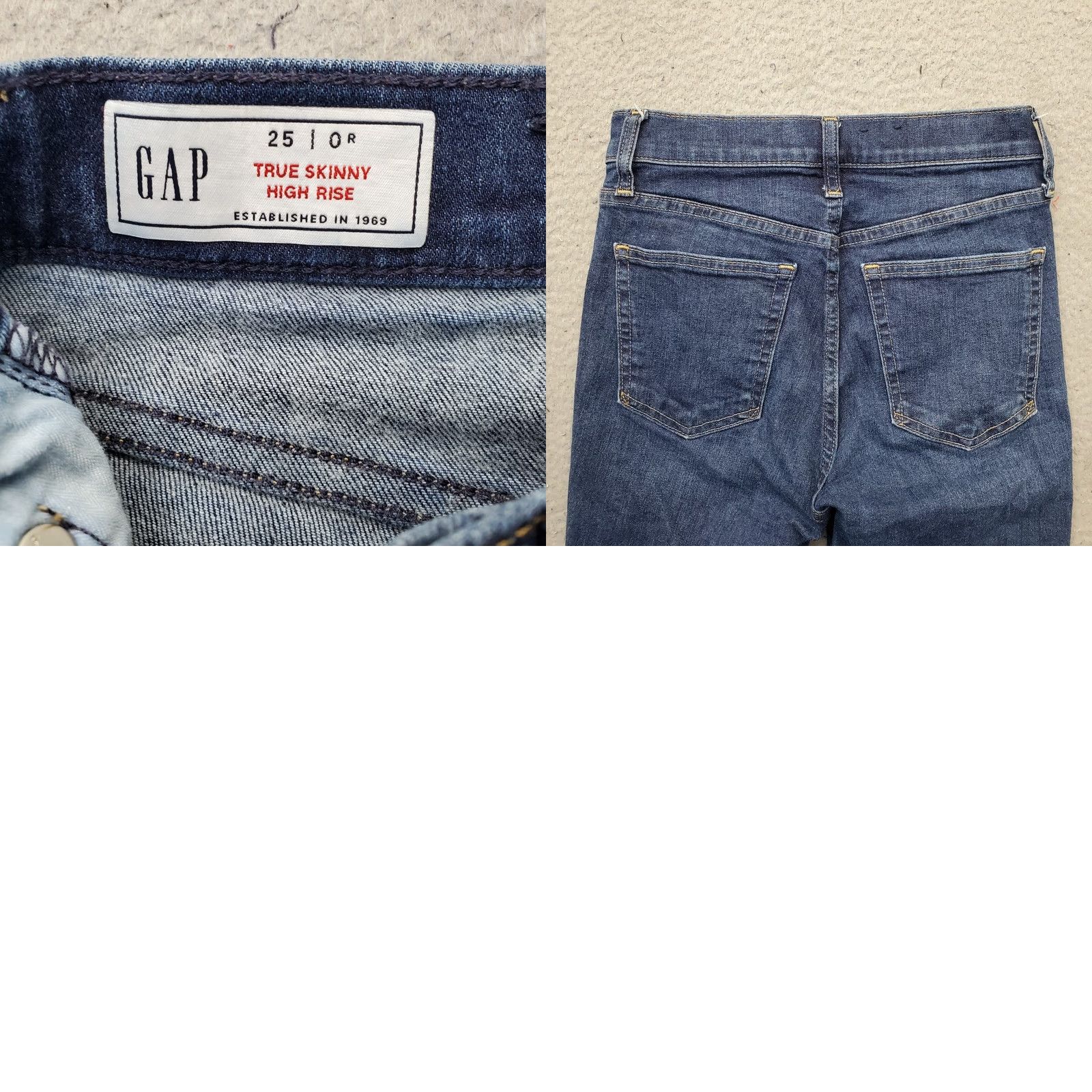 Gap Gap Womens 0 True Skinny Jeans Blue Denim High Rise Outdoor Regular 25/0R Stretch Jeans Size 25" / US 0 / IT 36 - 8 Thumbnail